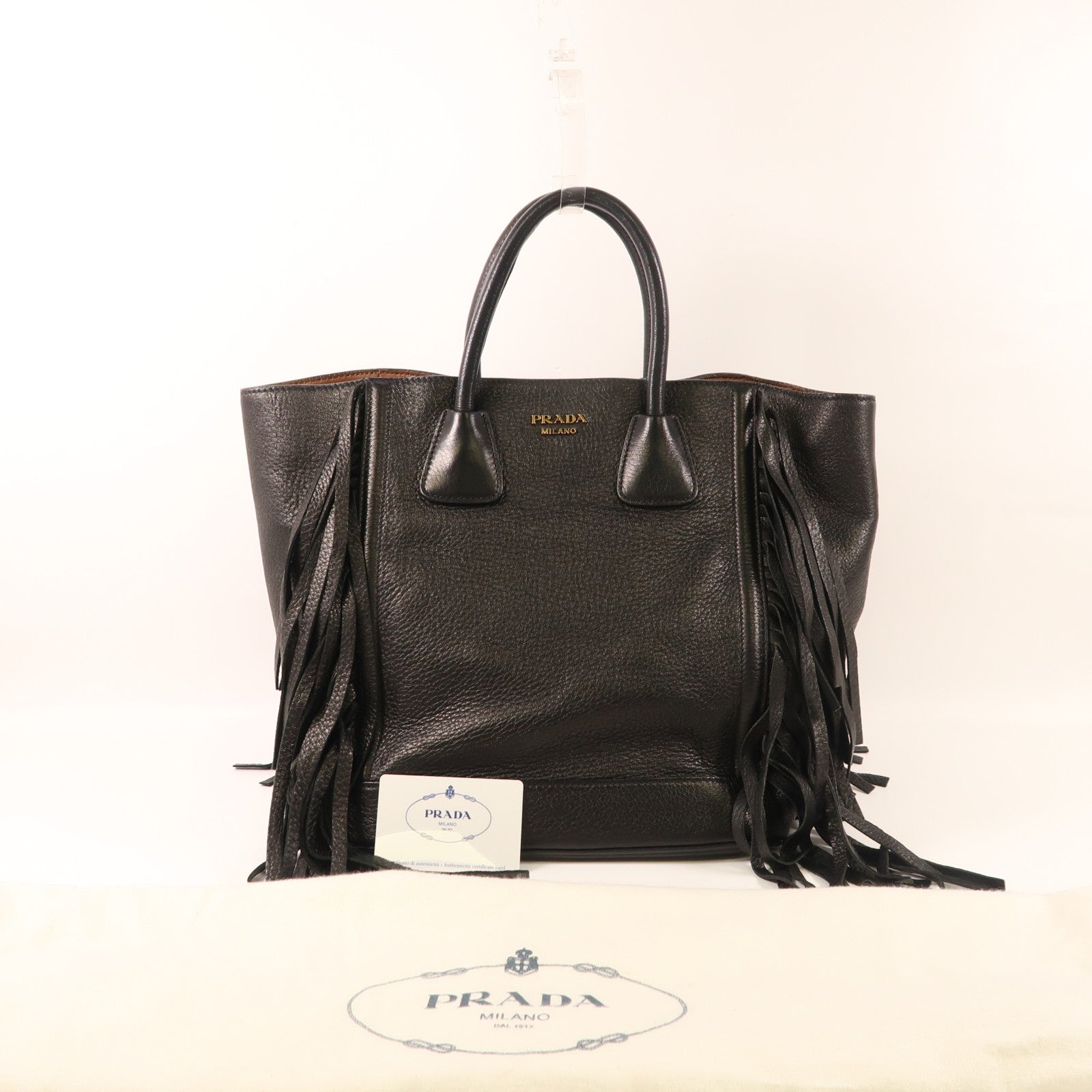 PRADA Cervo皮革Handbag金扣手挽袋