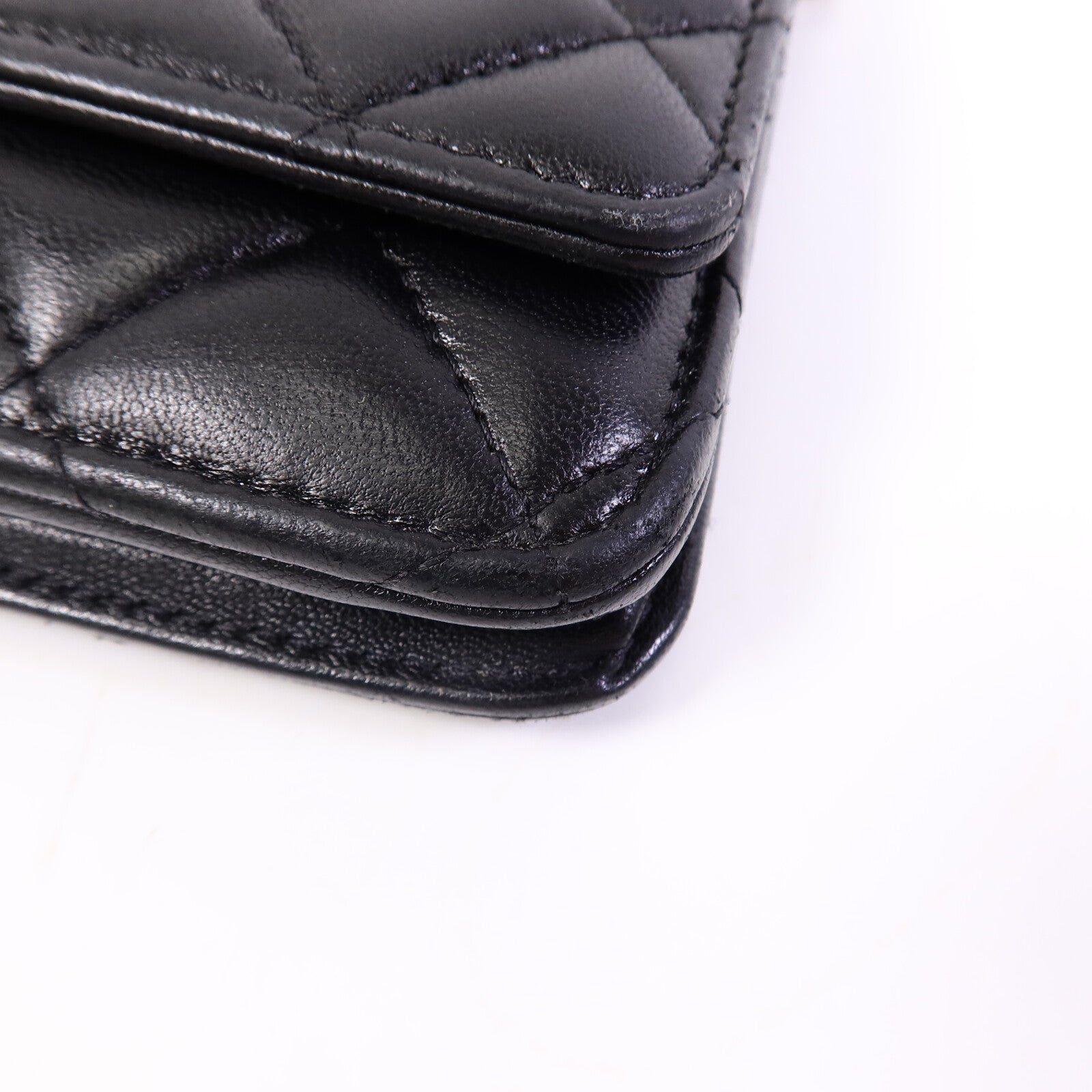 CHANEL 羊皮皮革Wallet On Chain W Gold Ball鏈帶肩背袋