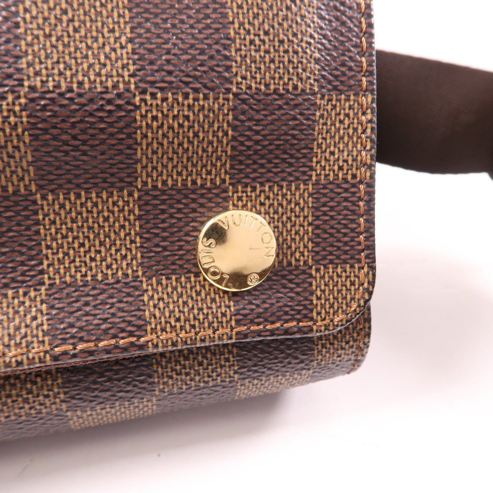LOUIS VUITTON Damier Naviglio金扣肩背袋棕色