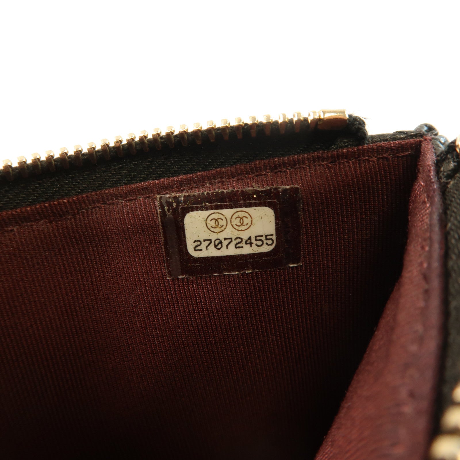 CHANEL 牛皮皮革Zipper Long Wallet金扣長錢包黑色