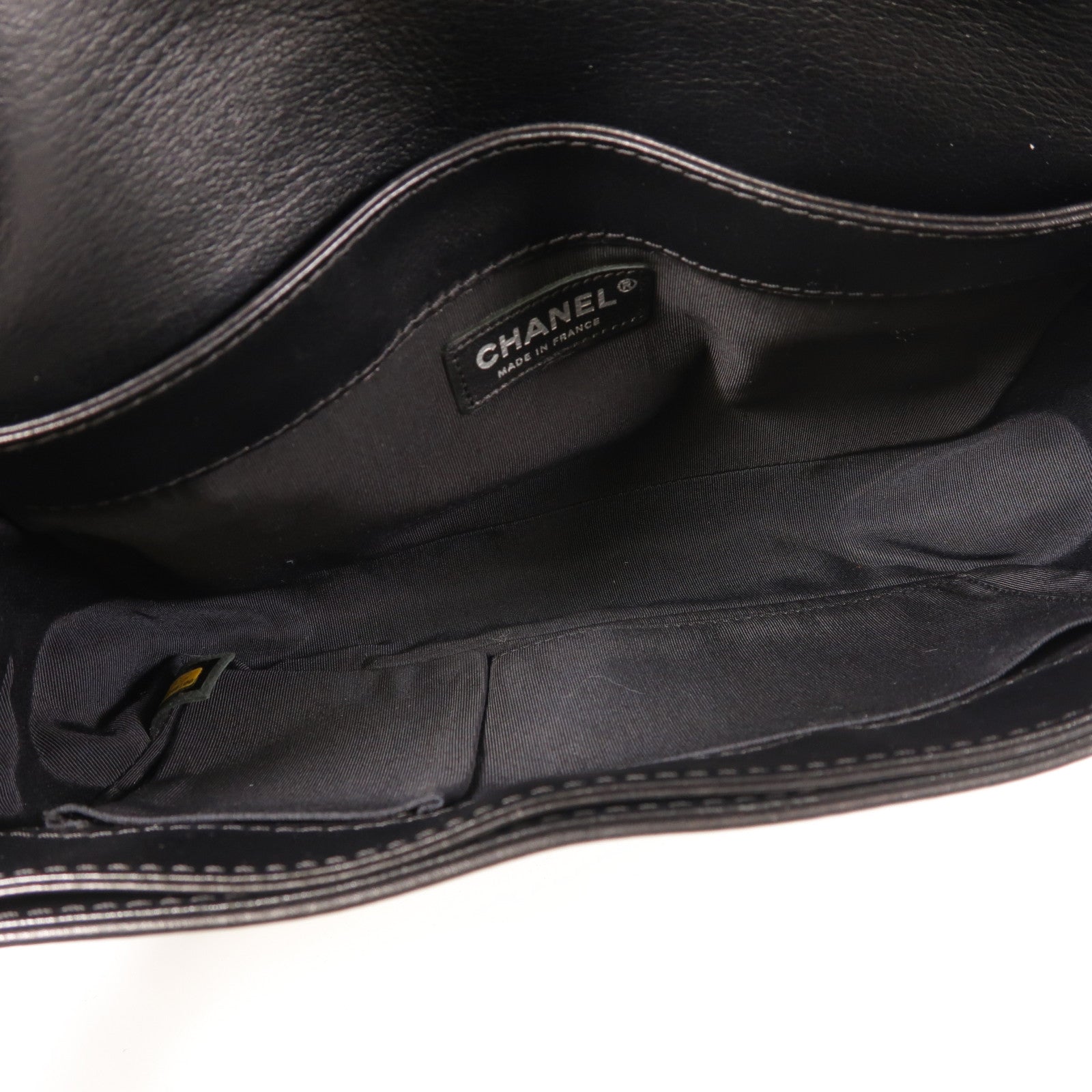 CHANEL CC Boy 28 Chain Shoulder Bag Tweed/Calfskin Leather Black