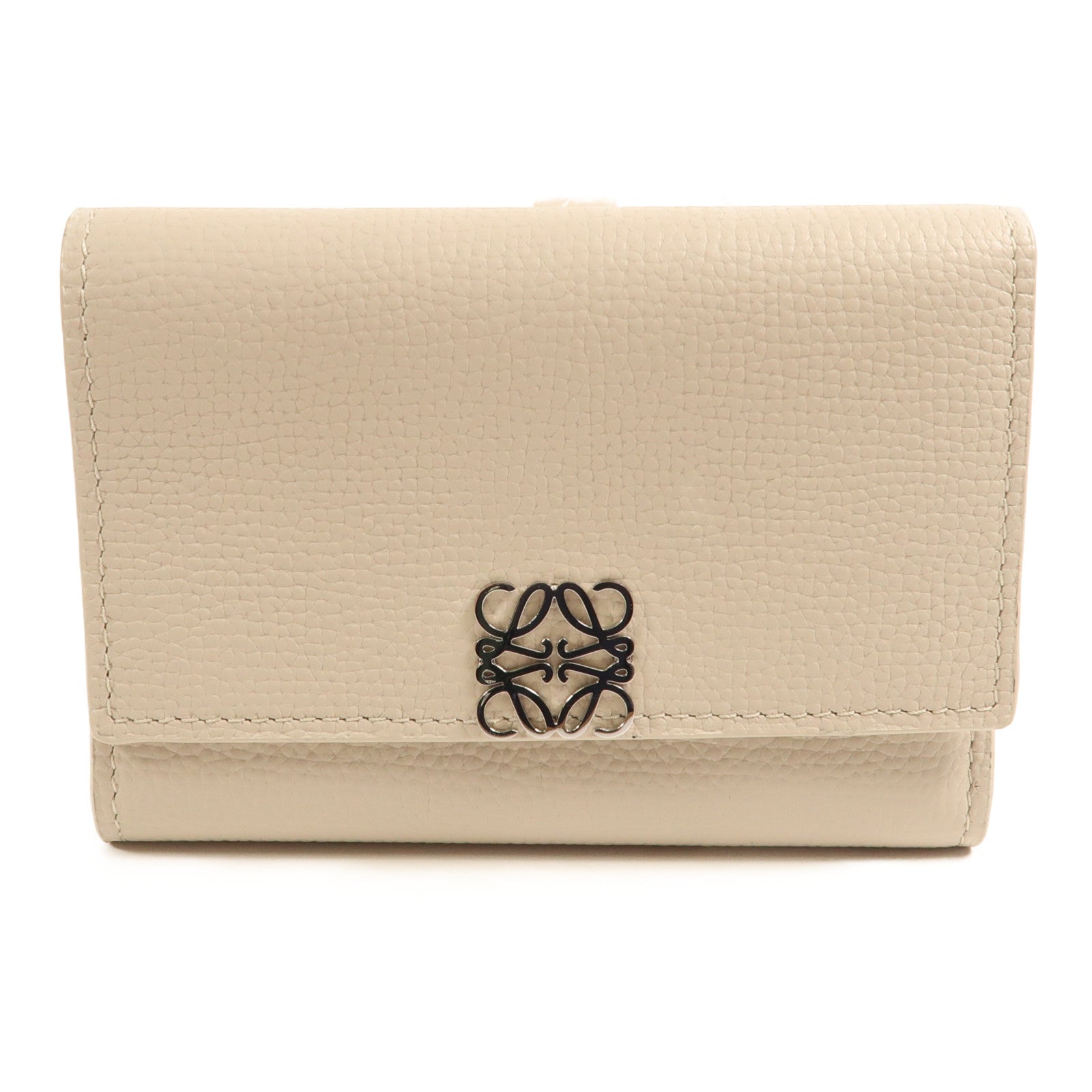 LOEWE 牛皮皮革Anagram small vertical wallet銀扣錢包灰色