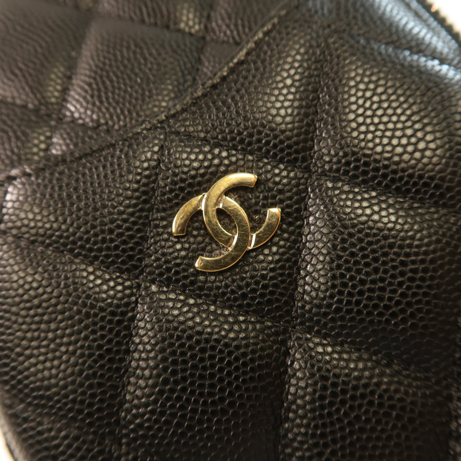 CHANEL 牛皮皮革Zipper Long Wallet金扣長錢包黑色