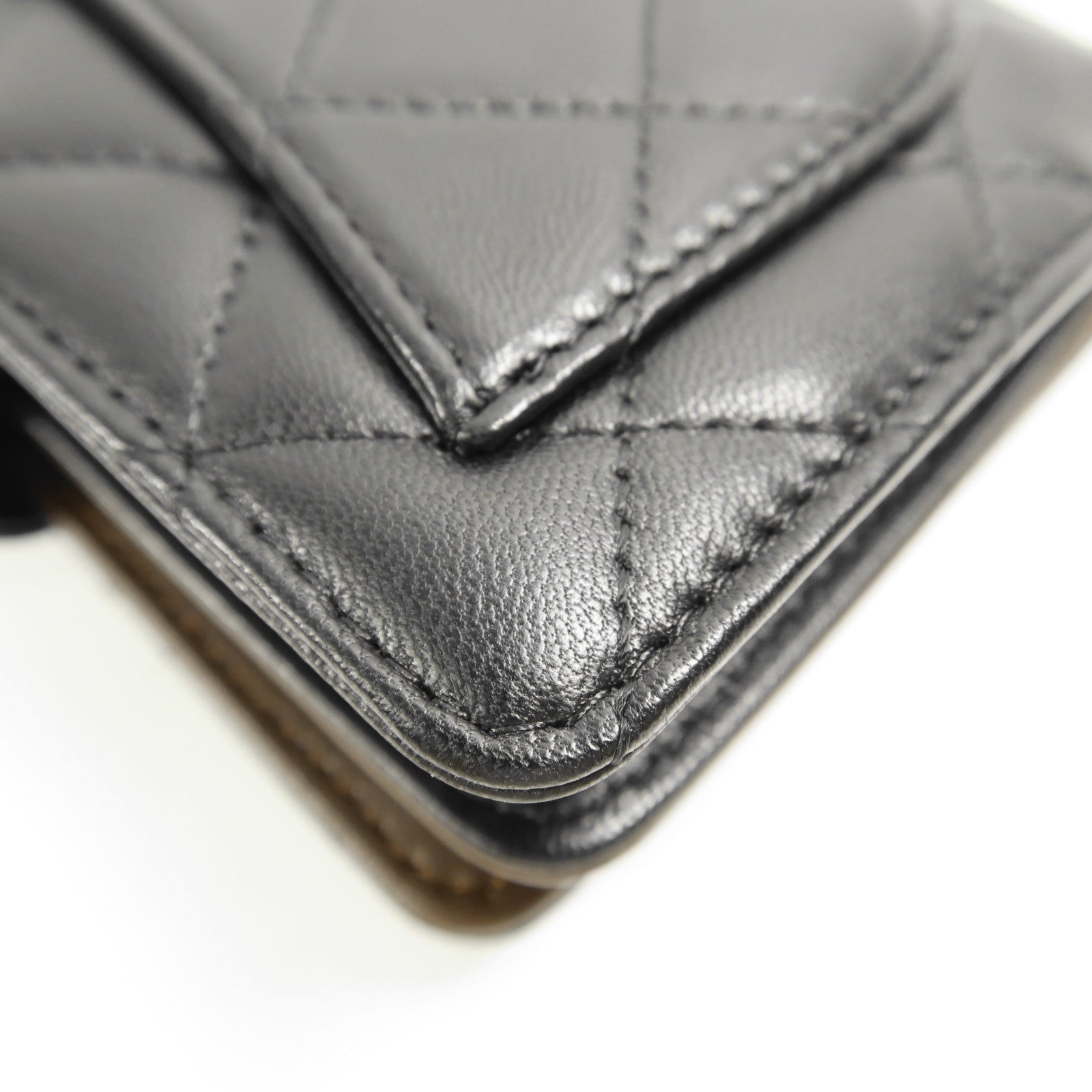 CHANEL 羊皮皮革Wallet銀扣錢包黑色