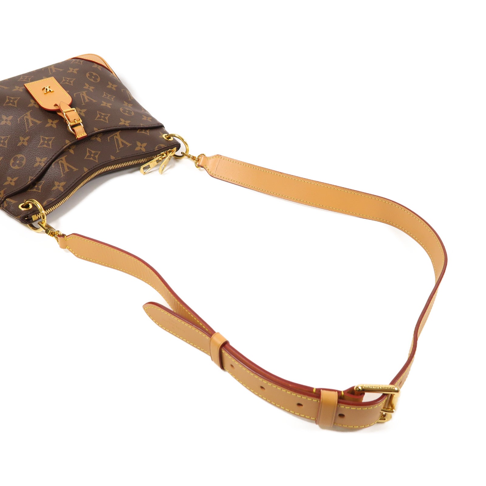 LOUIS VUITTON Monogram Odeon金扣手挽袋棕色