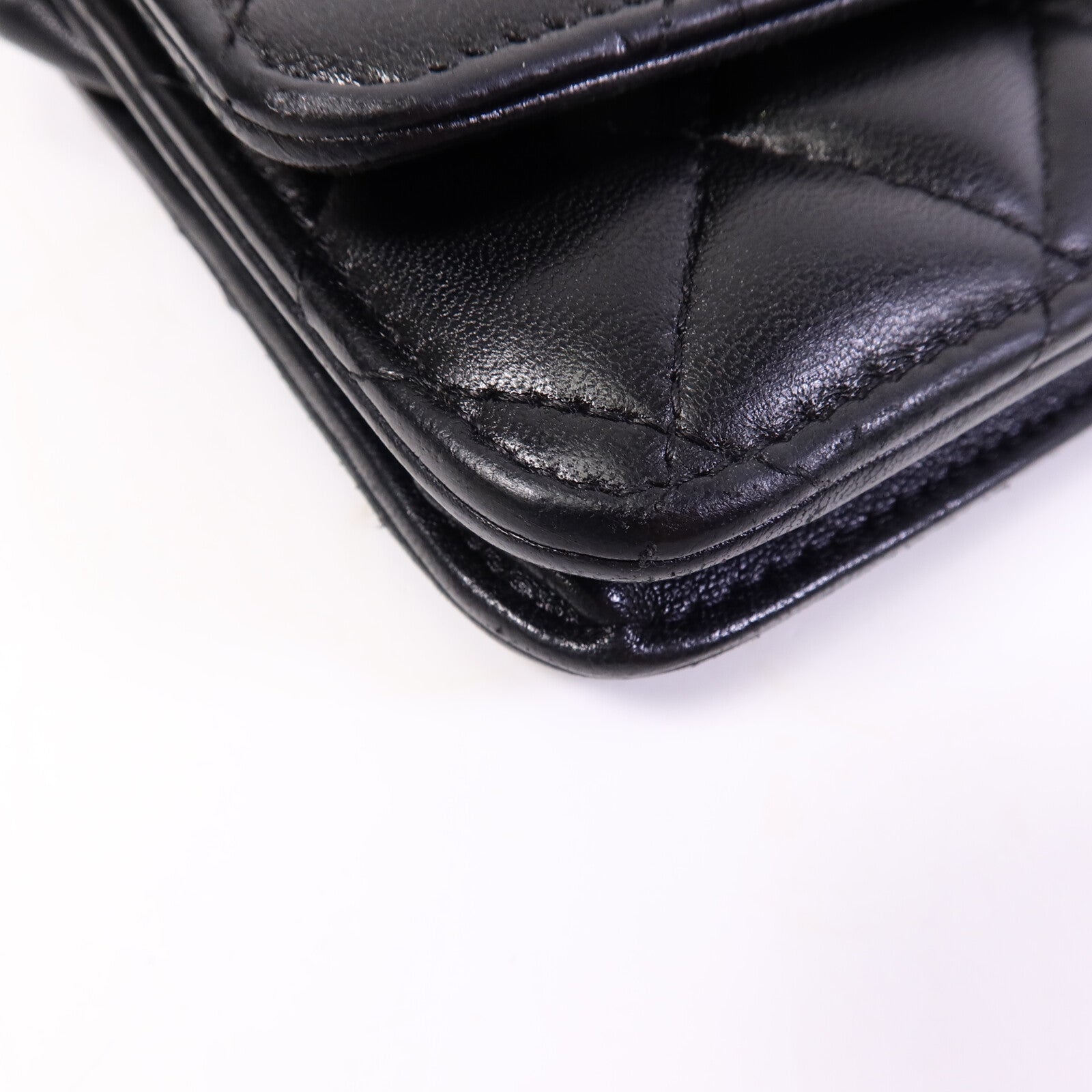 CHANEL 羊皮皮革Wallet On Chain W Gold Ball鏈帶肩背袋