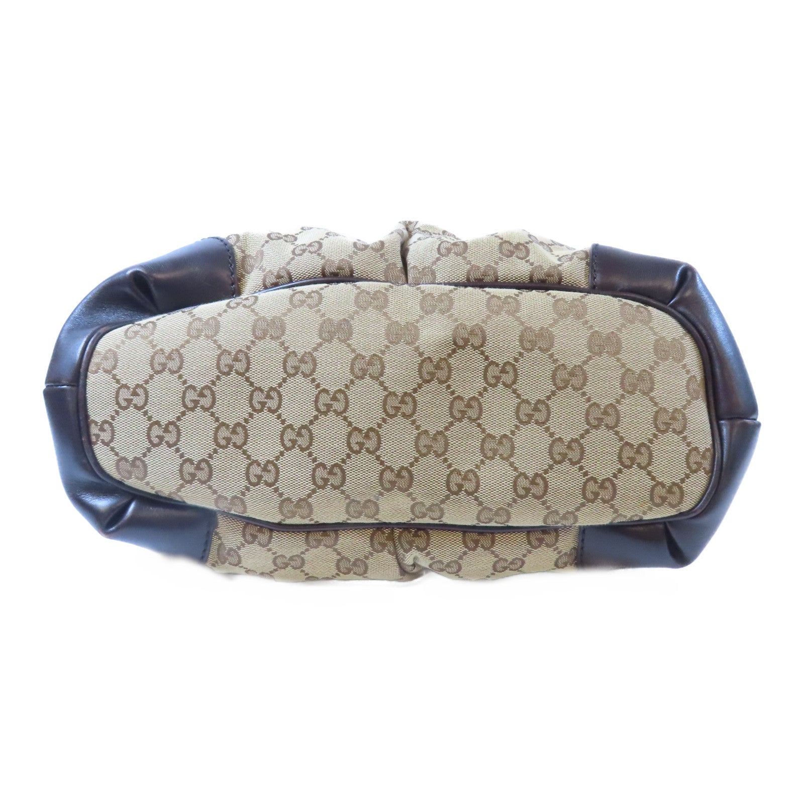 GUCCI 帆布Shoulder Bag金扣手挽肩背兩用袋啡色