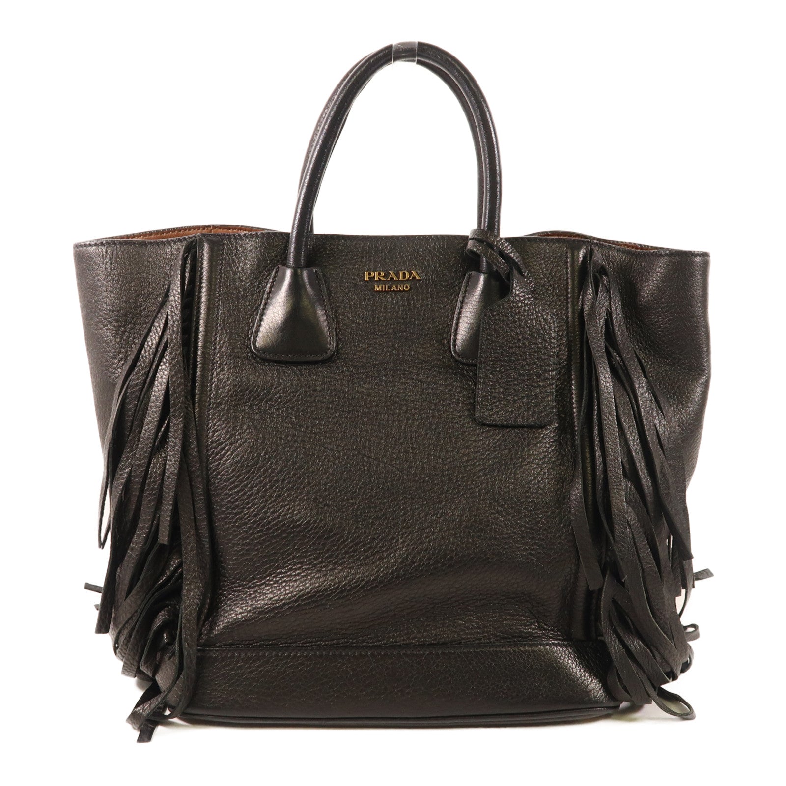 PRADA Cervo皮革Handbag金扣手挽袋