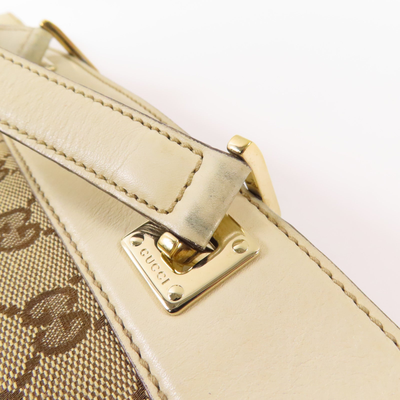 GUCCI 帆布/皮革Shoulder Bag金扣肩背袋