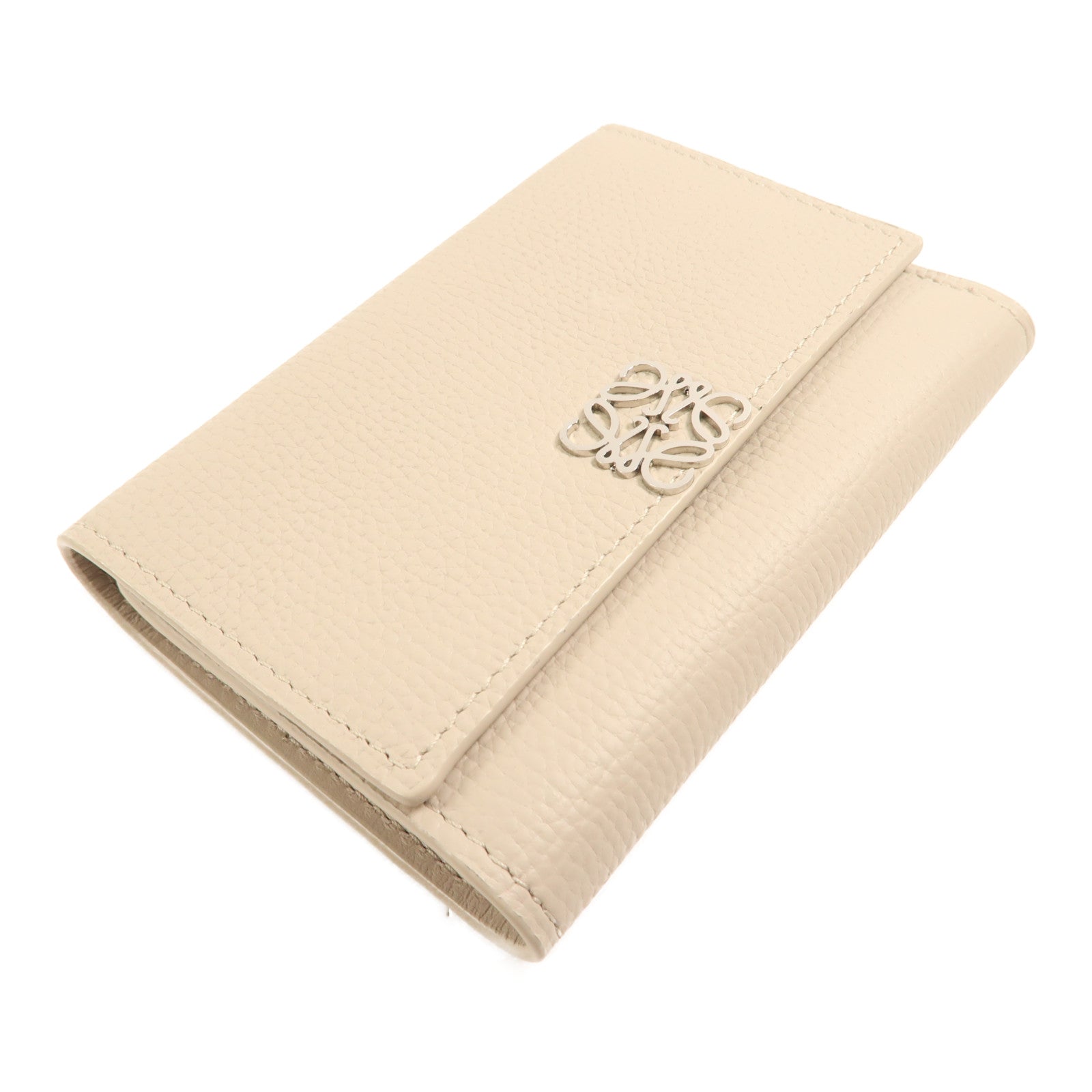 LOEWE 牛皮皮革Anagram small vertical wallet銀扣錢包灰色