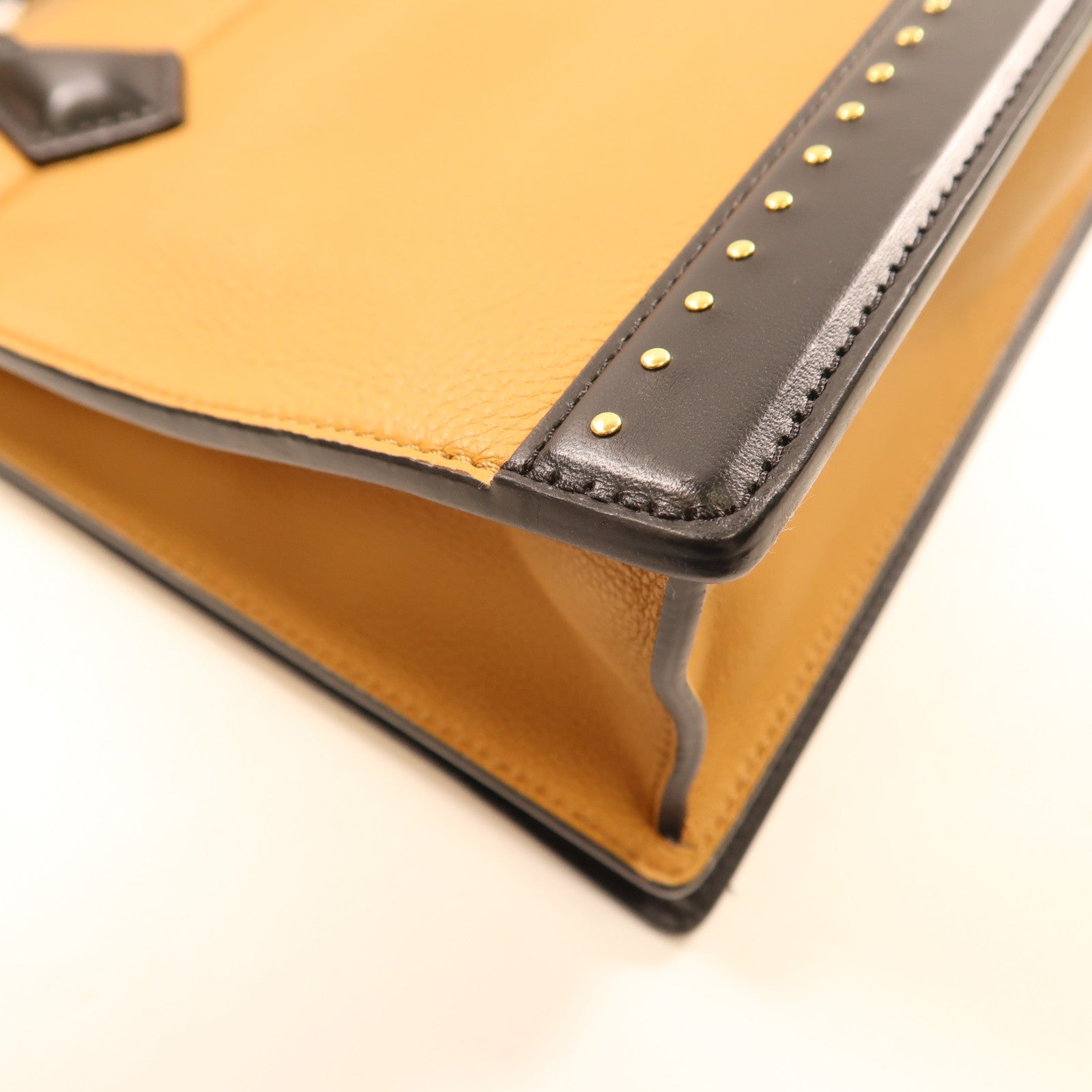 LOUIS VUITTON LV GHW Studs Bicolor 2Way Shoulder Hand Bag M51654 Beige/Black