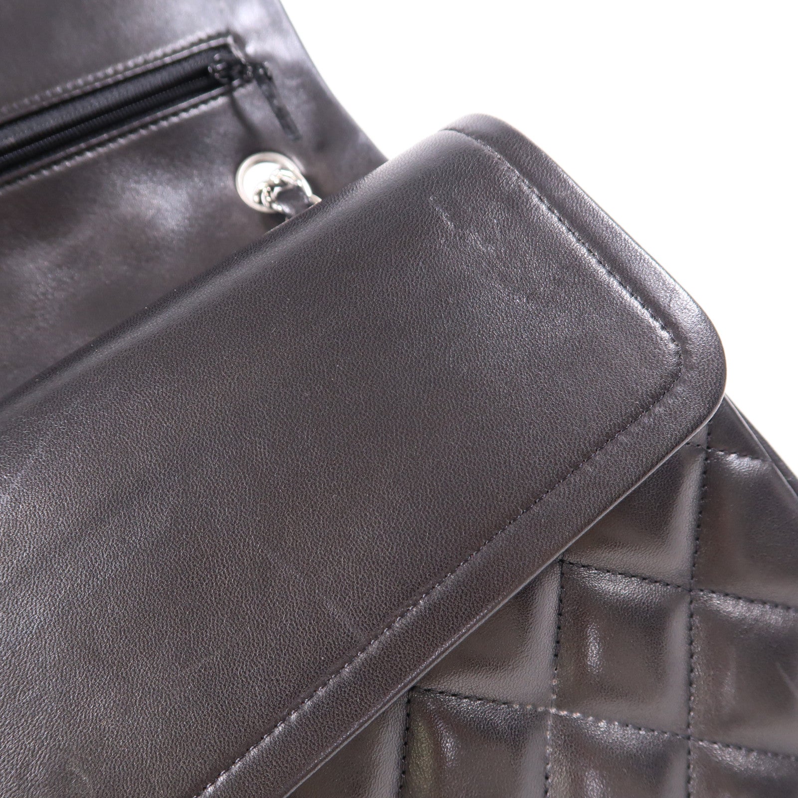 CHANEL 羊皮皮革Large Classic銀扣鏈帶肩背袋