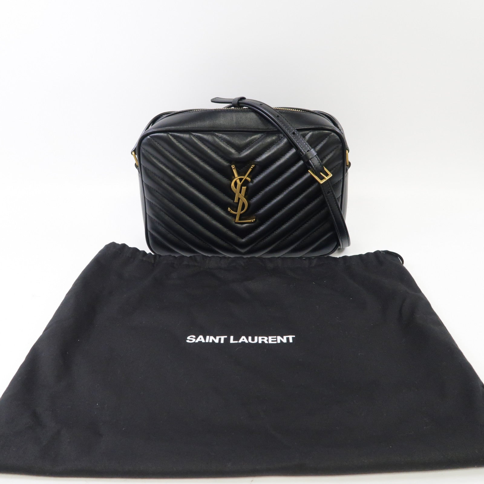 SAINT LAURENT 牛皮皮革Shoulder Bag金扣肩背袋黑色