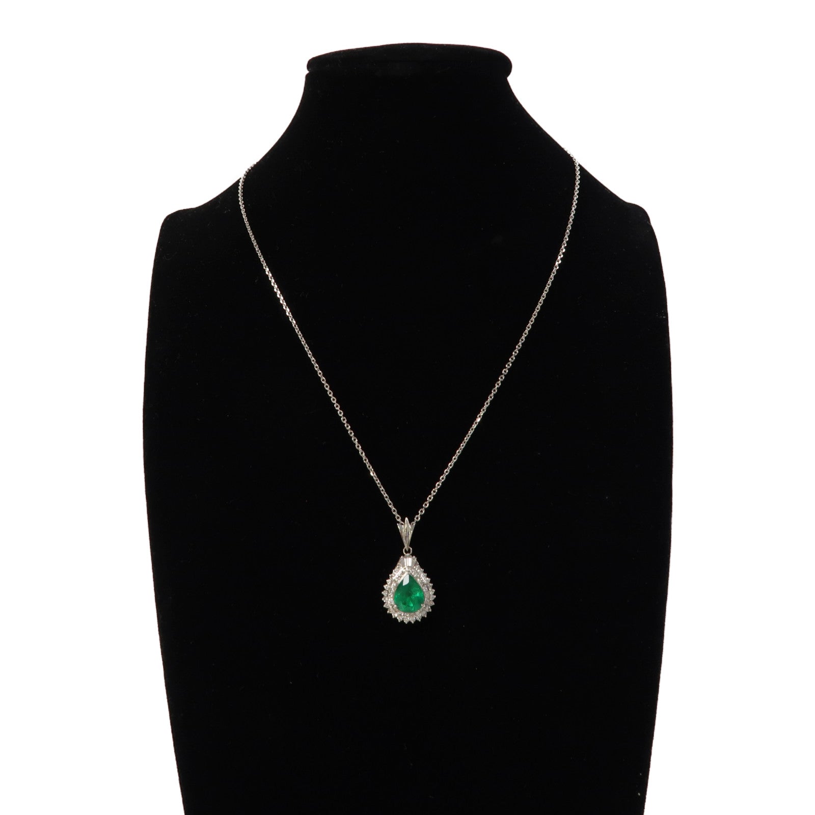 JEWELRY 【激減優惠】PT900/PT850鉑金Emerald Necklace 3.289ct綠寶石/1.18ct鑽石項鍊