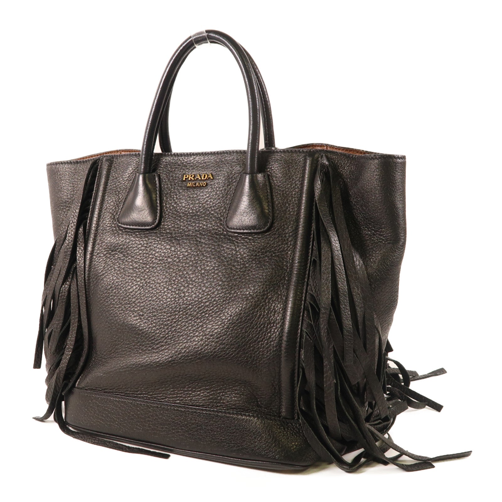 PRADA Cervo皮革Handbag金扣手挽袋