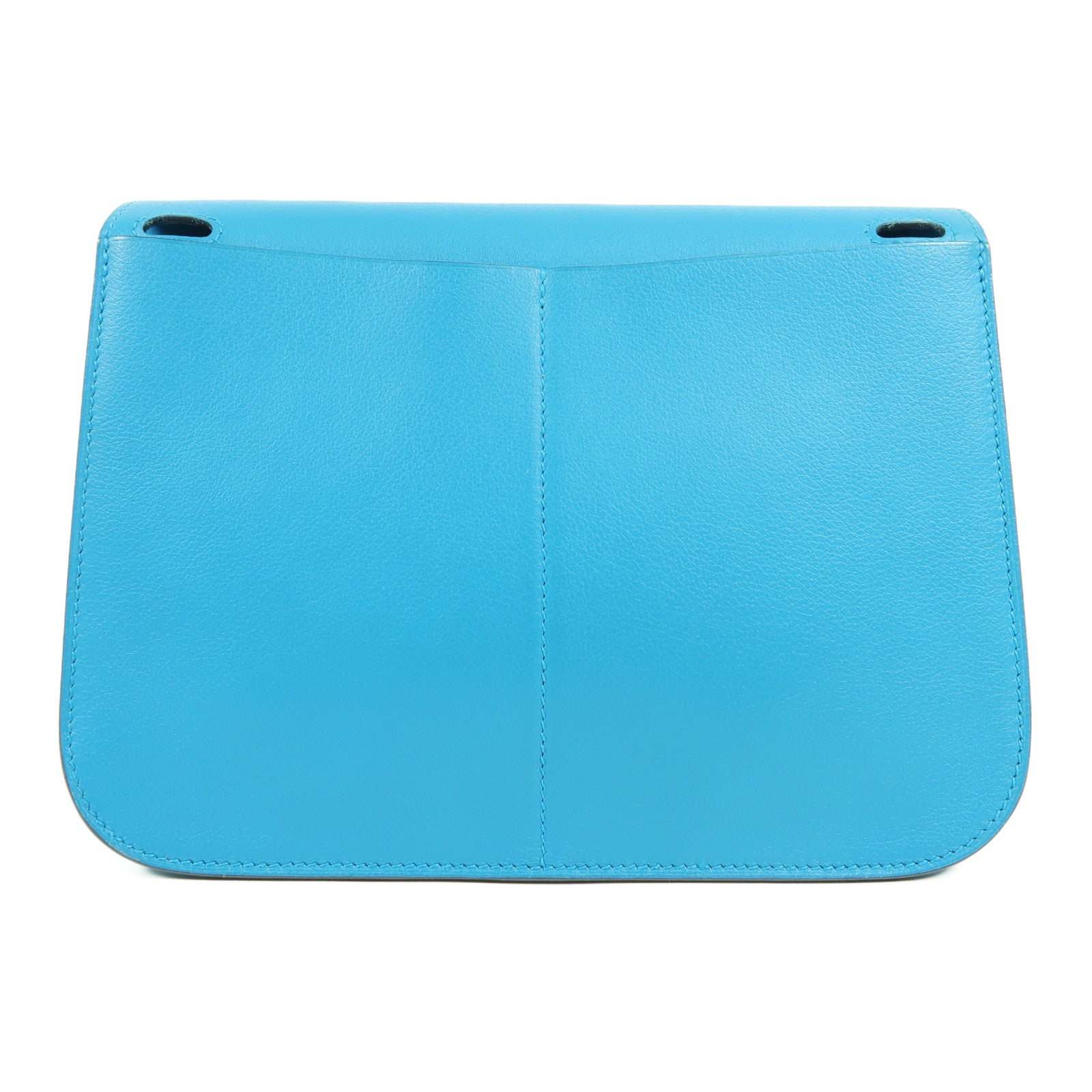 HERMES Swift皮革Halzan 25銀扣手挽肩背兩用袋Blue Frida