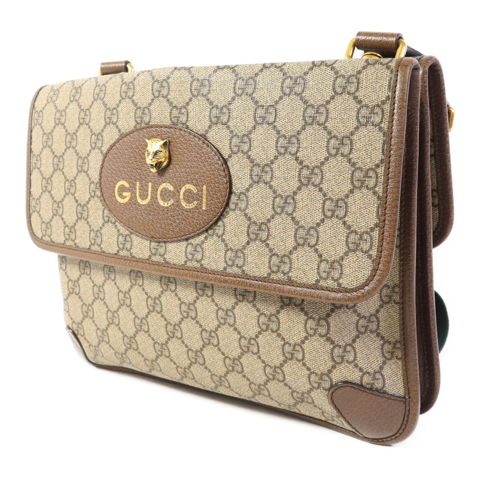 GUCCI 塗層帆布GG Messenger Bag金扣肩背袋