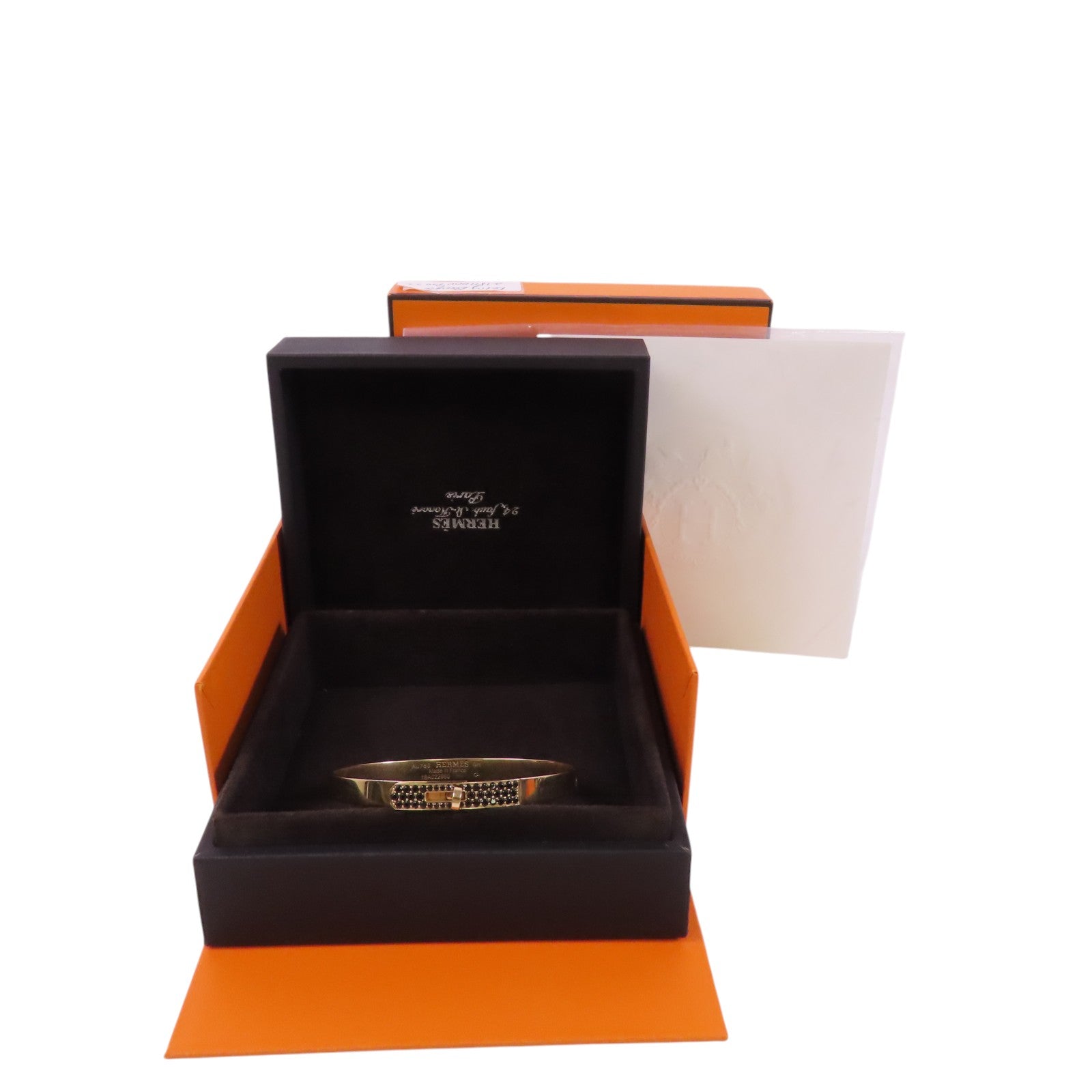 HERMES 18K玫瑰金Kelly Black Sapphire Bangle金扣黑色藍寶石手鐲