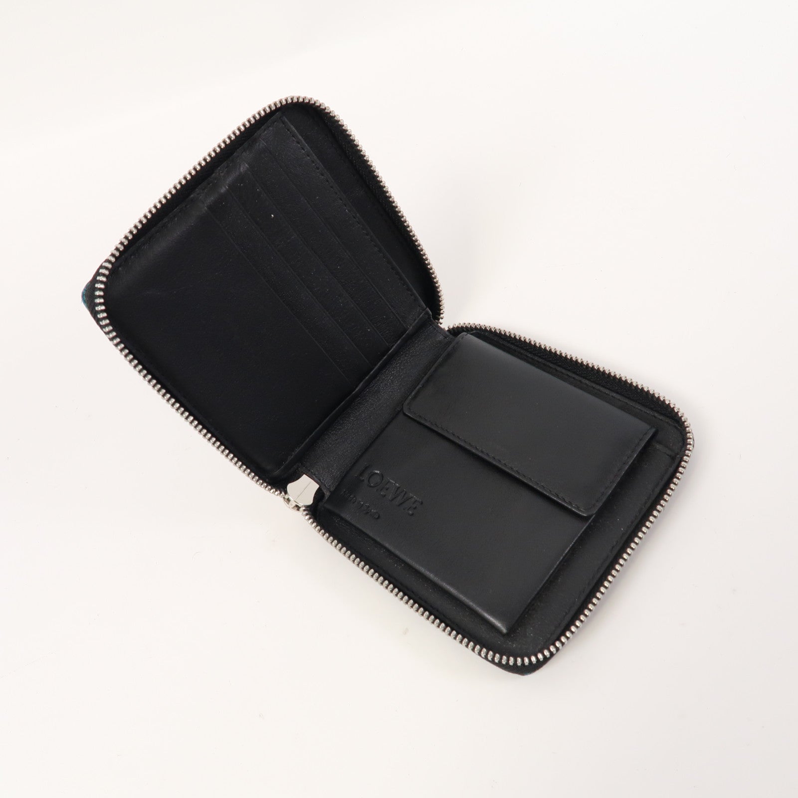 LOEWE 【激減優惠】牛皮皮革Puzzle Square Zip Wallet銀扣錢包淺