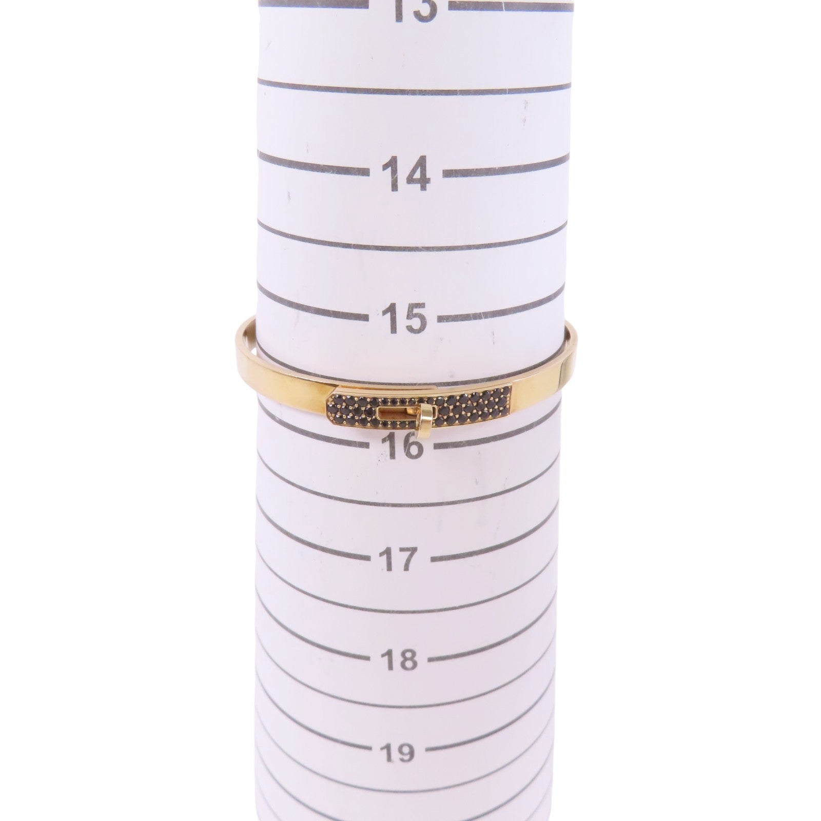 HERMES GHW Kelly Black Sapphire Bangle Bracelet 18K Rose Gold