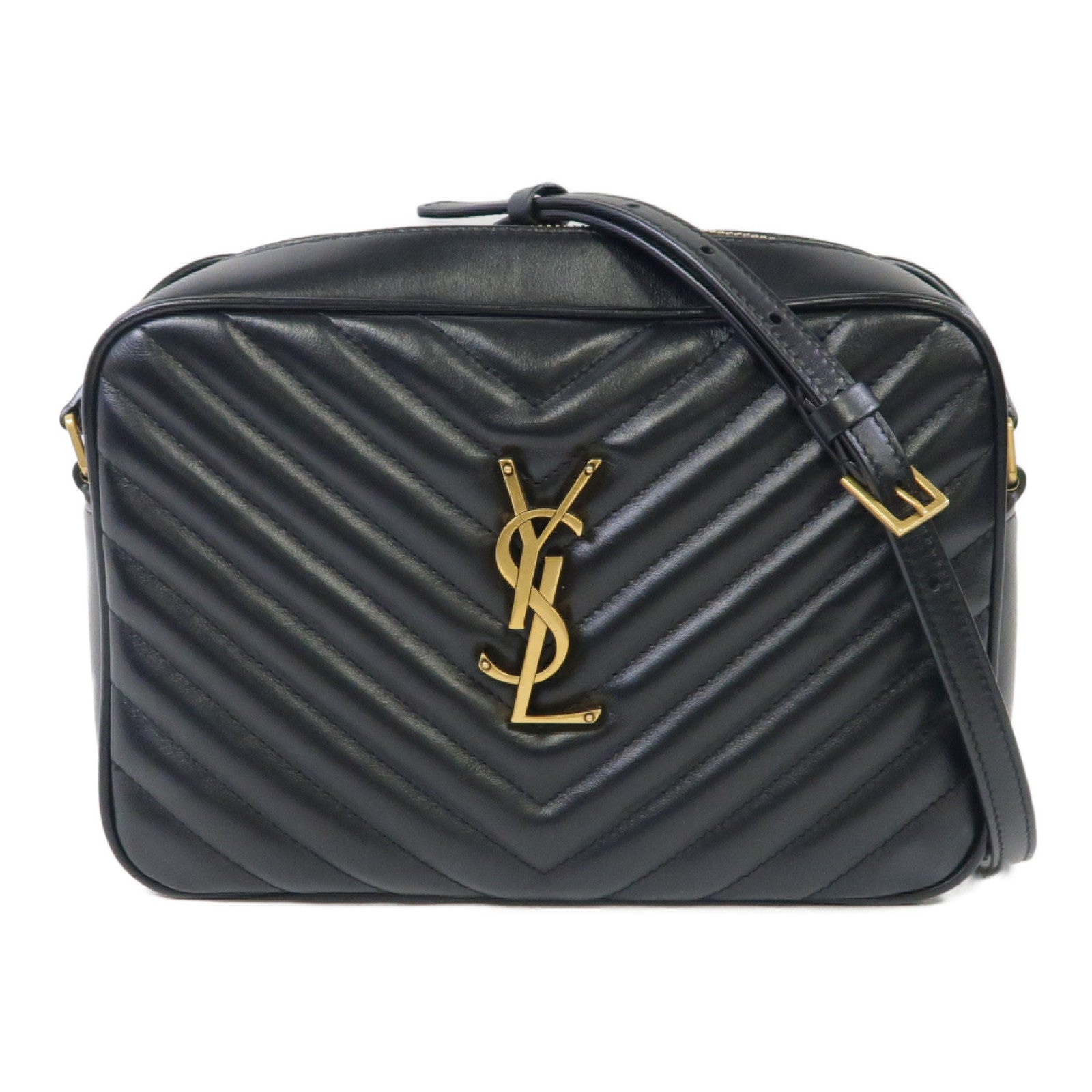 SAINT LAURENT 牛皮皮革Shoulder Bag金扣肩背袋黑色