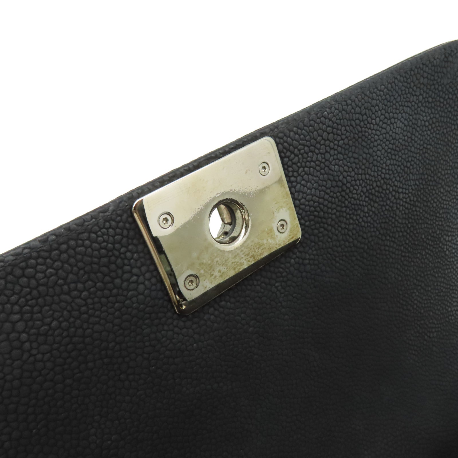 CHANEL 【激減優惠】菱格Caviar皮革Boy Chanel 25cm Chain Shoulder Bag銀扣鏈帶肩背袋黑色