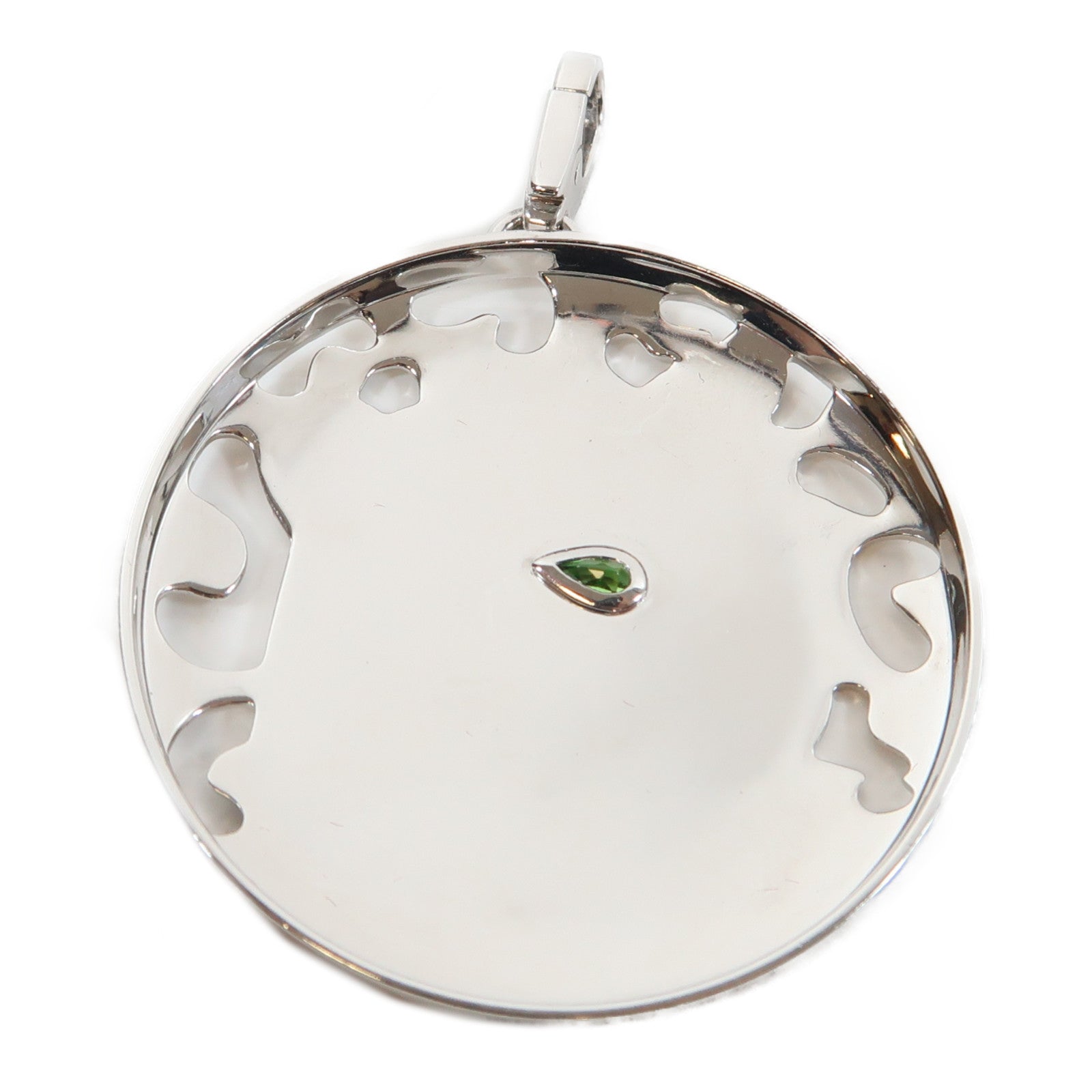 CARTIER (PRICE DOWN) Panthere Pellage Pendant Garnet 18K White Gold Black Lacquer