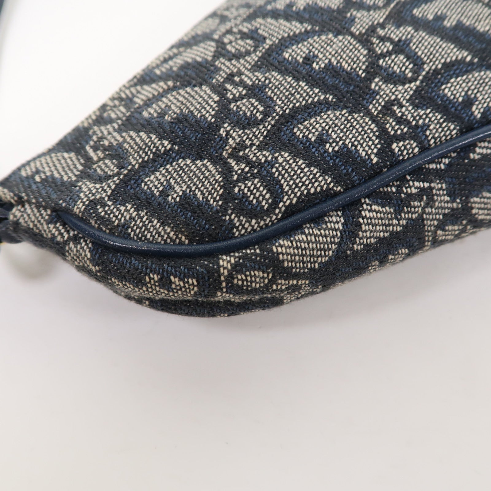 Dior 帆布Vintage Saddle Bag金扣手挽袋藍色