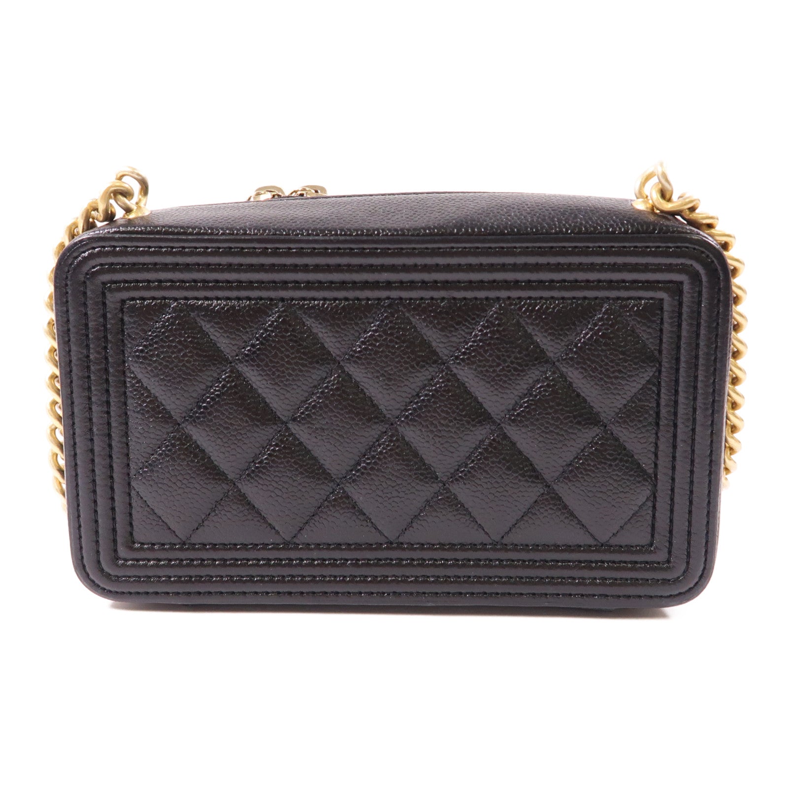 CHANEL 牛皮皮革Boy Wallet On Chain金扣鏈帶肩背袋