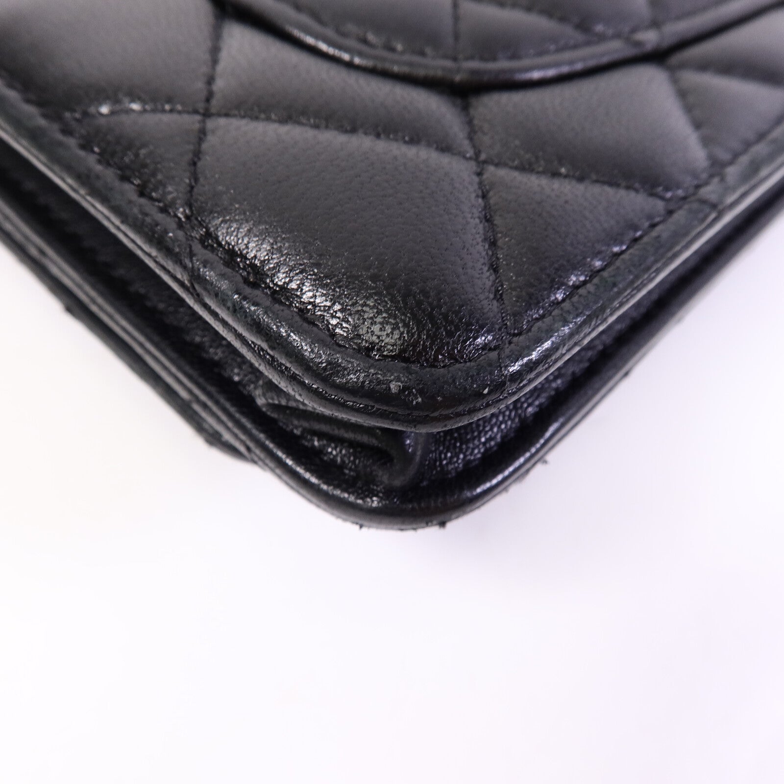 CHANEL 羊皮皮革Wallet On Chain W Gold Ball鏈帶肩背袋