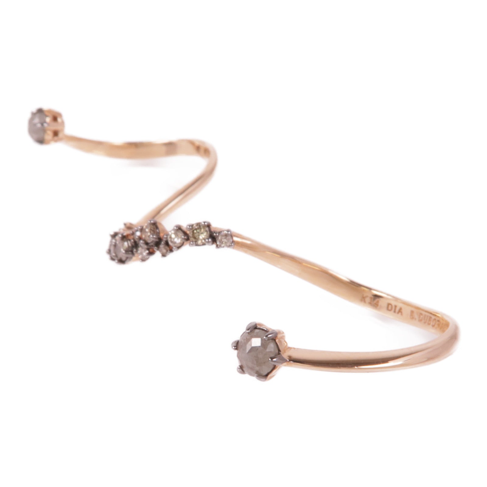 JEWELRY 14K玫瑰金Three Finger Diamond Ring鑽石三指戒指US#6.5/US#6