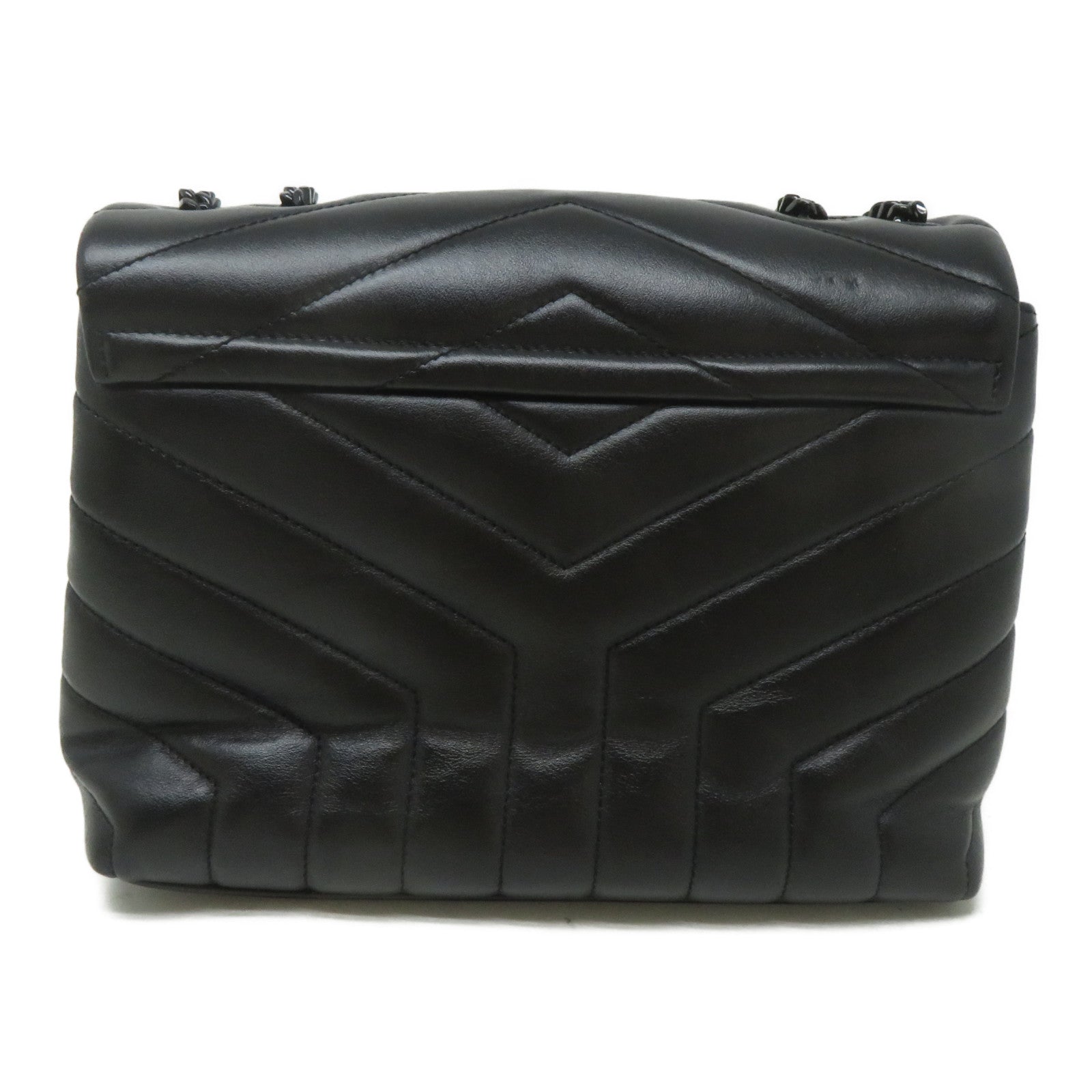 SAINT LAURENT 牛皮皮革Small Loulou黑扣肩背袋黑色