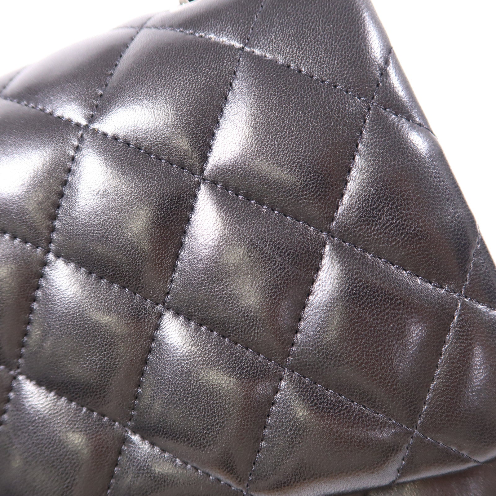 CHANEL 羊皮皮革Large Classic銀扣鏈帶肩背袋