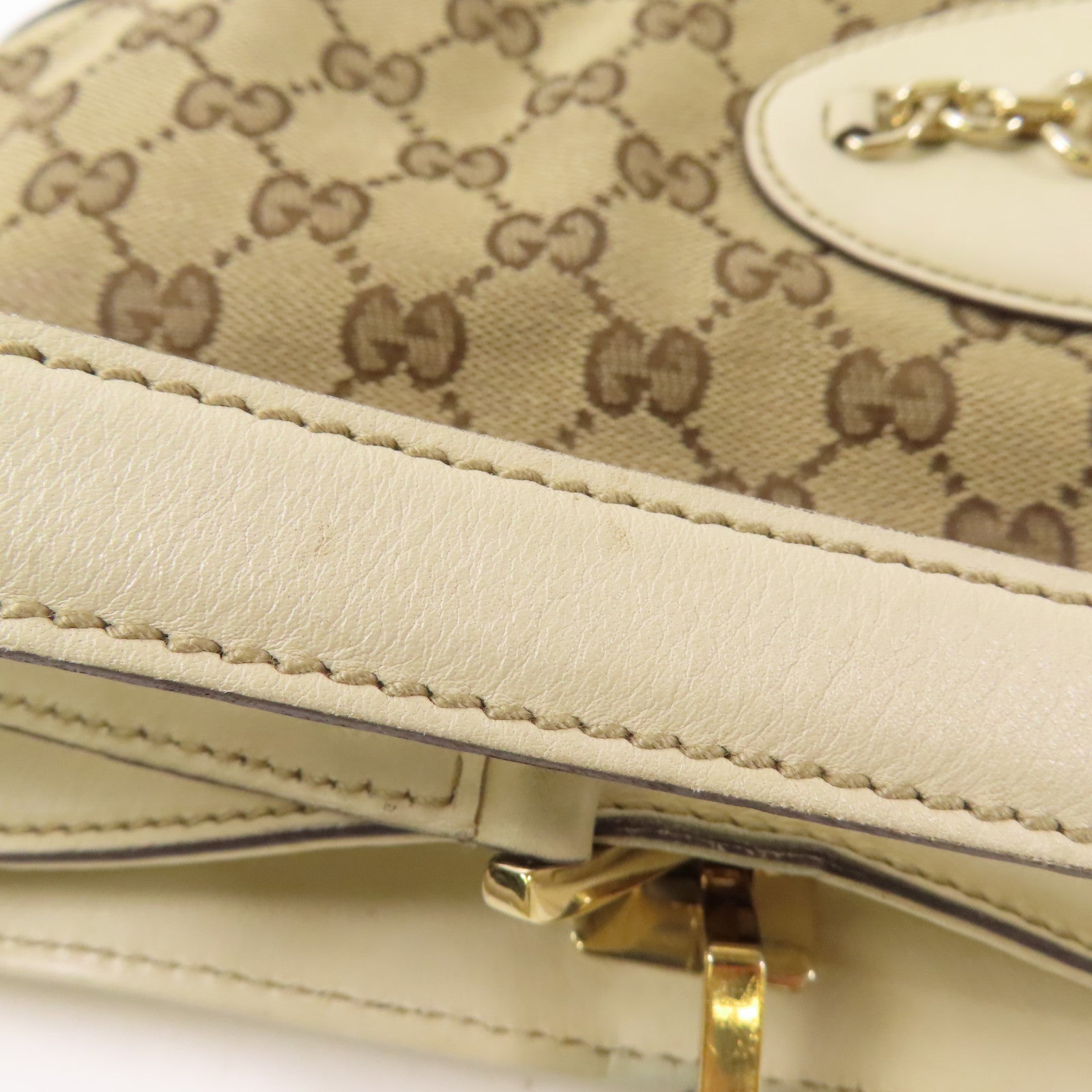 GUCCI 帆布/皮革Shoulder Bag金扣肩背袋