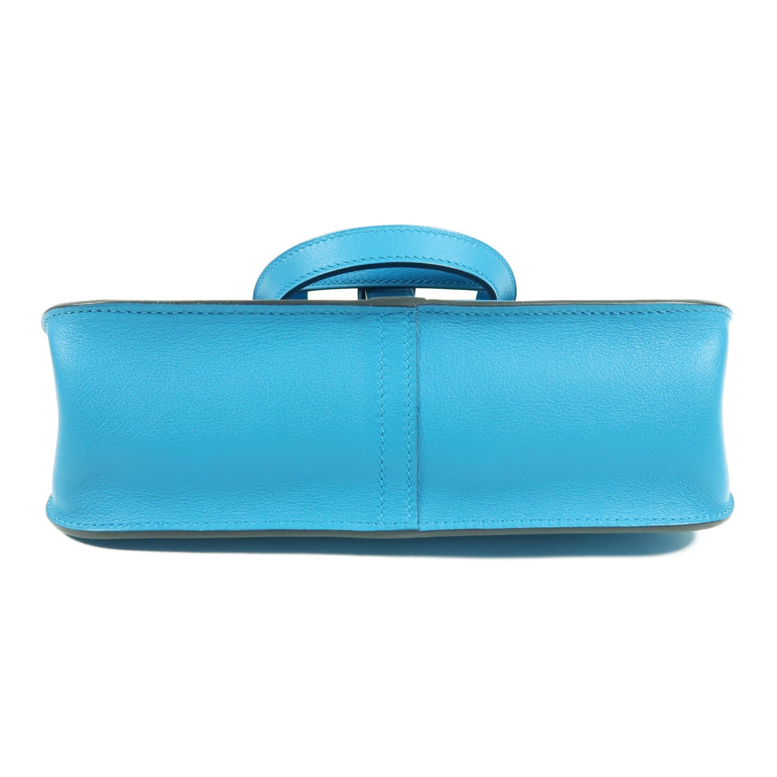 HERMES Swift皮革Halzan 25銀扣手挽肩背兩用袋Blue Frida