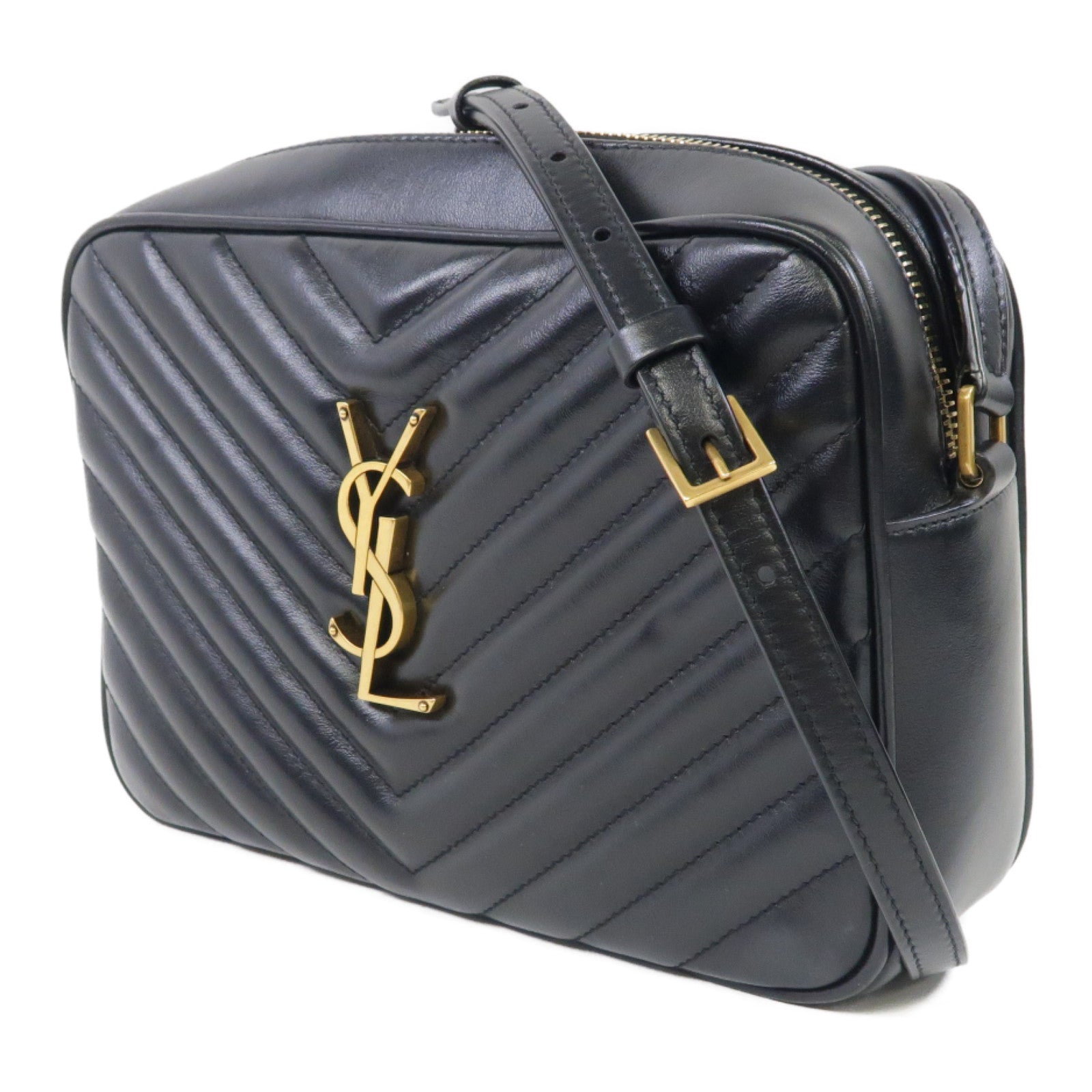 SAINT LAURENT 牛皮皮革Shoulder Bag金扣肩背袋黑色
