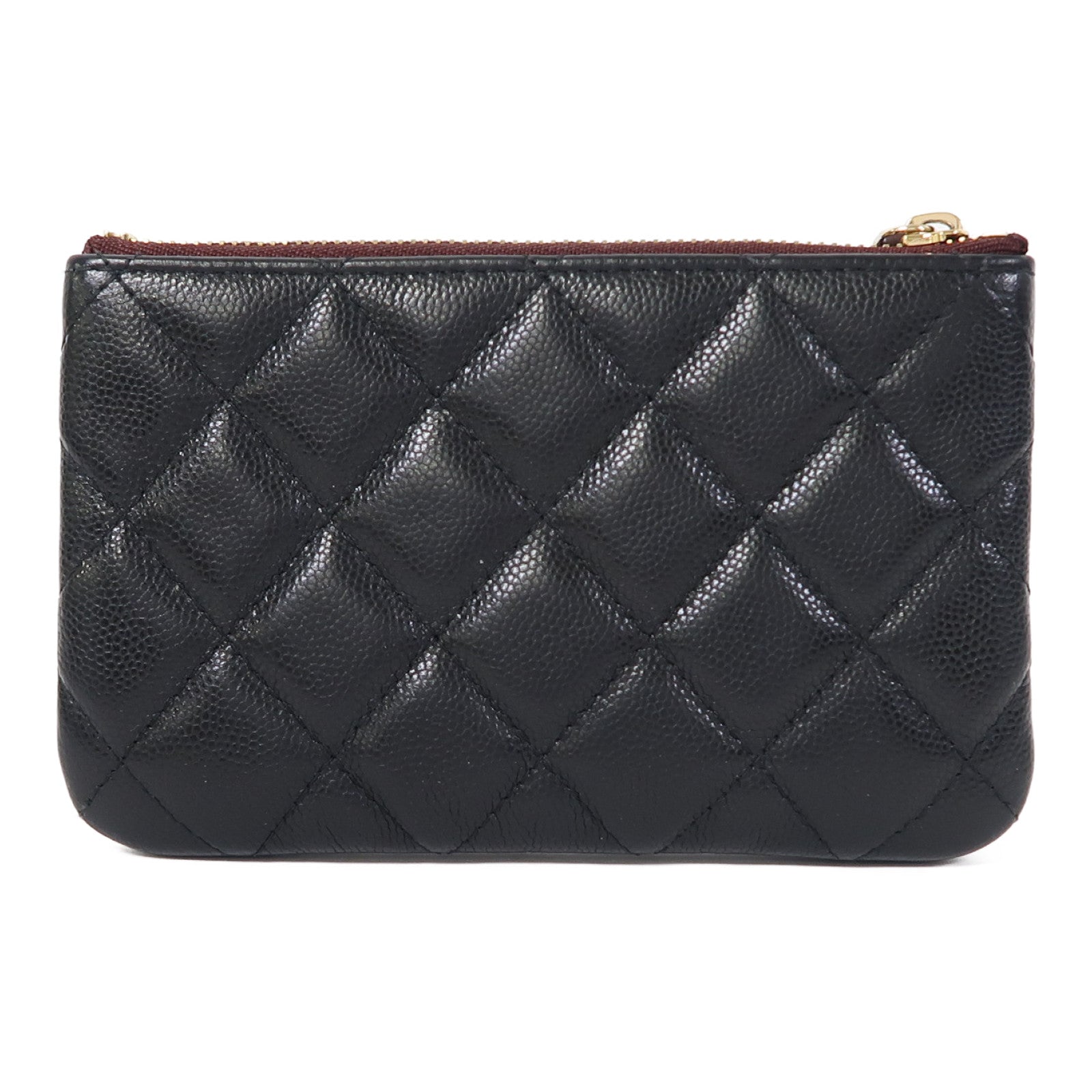CHANEL 菱格牛皮皮革Mini Pouch金扣手拿包黑色