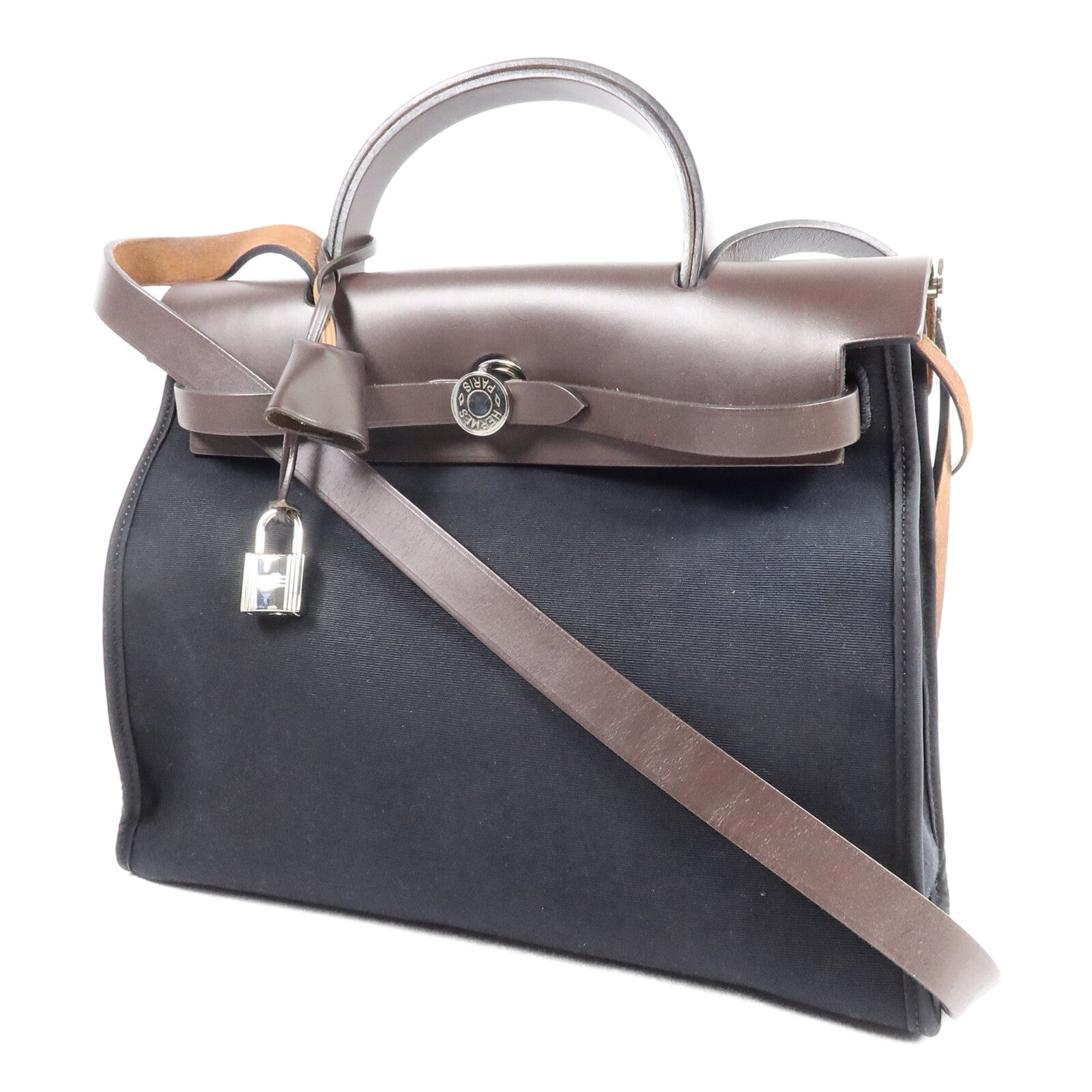 HERMES 帆布Herbag PM手挽肩背兩用袋Noir