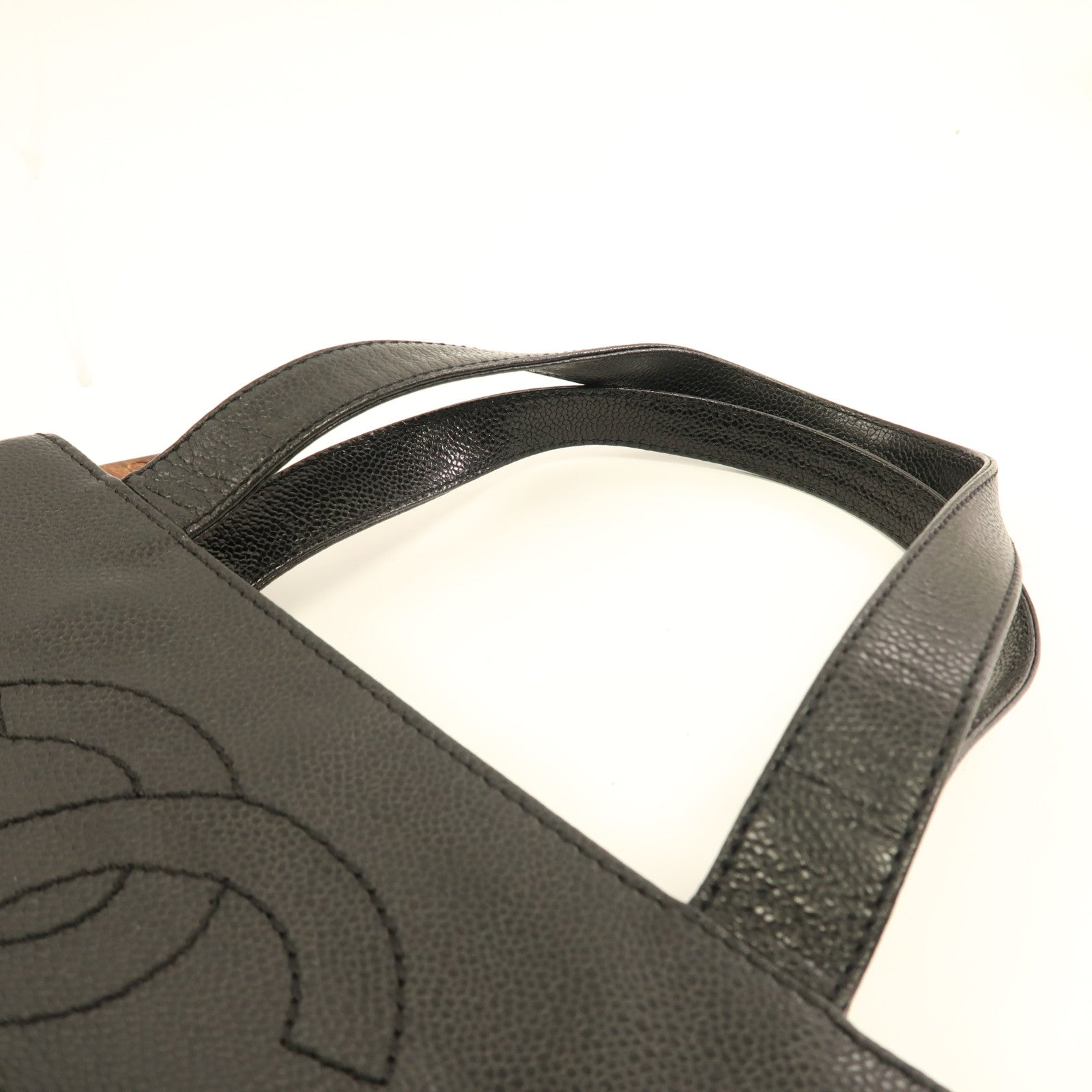 CHANEL 牛皮皮革Hand Bag金扣手挽袋黑色