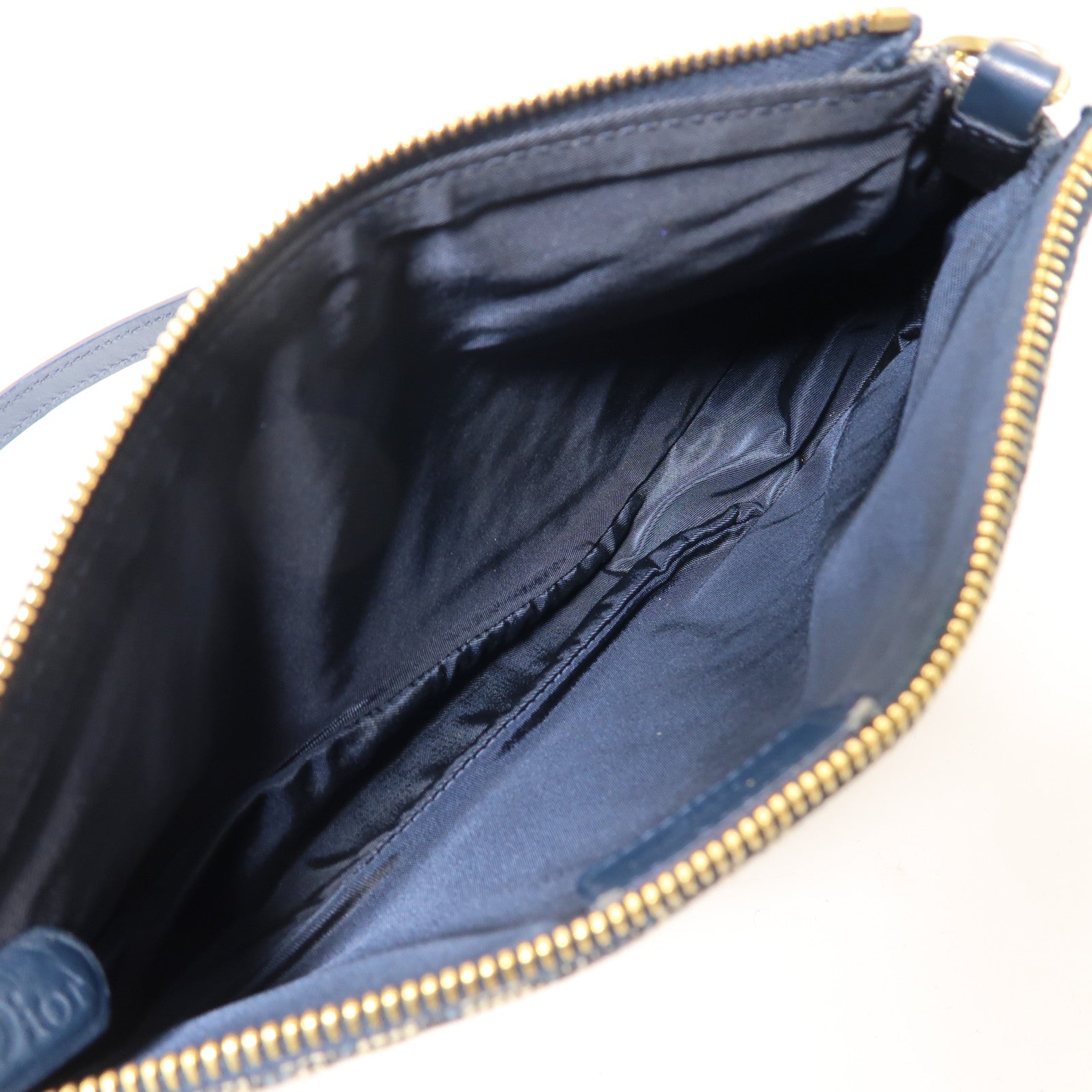 Dior 帆布Vintage Saddle Bag金扣手挽袋藍色