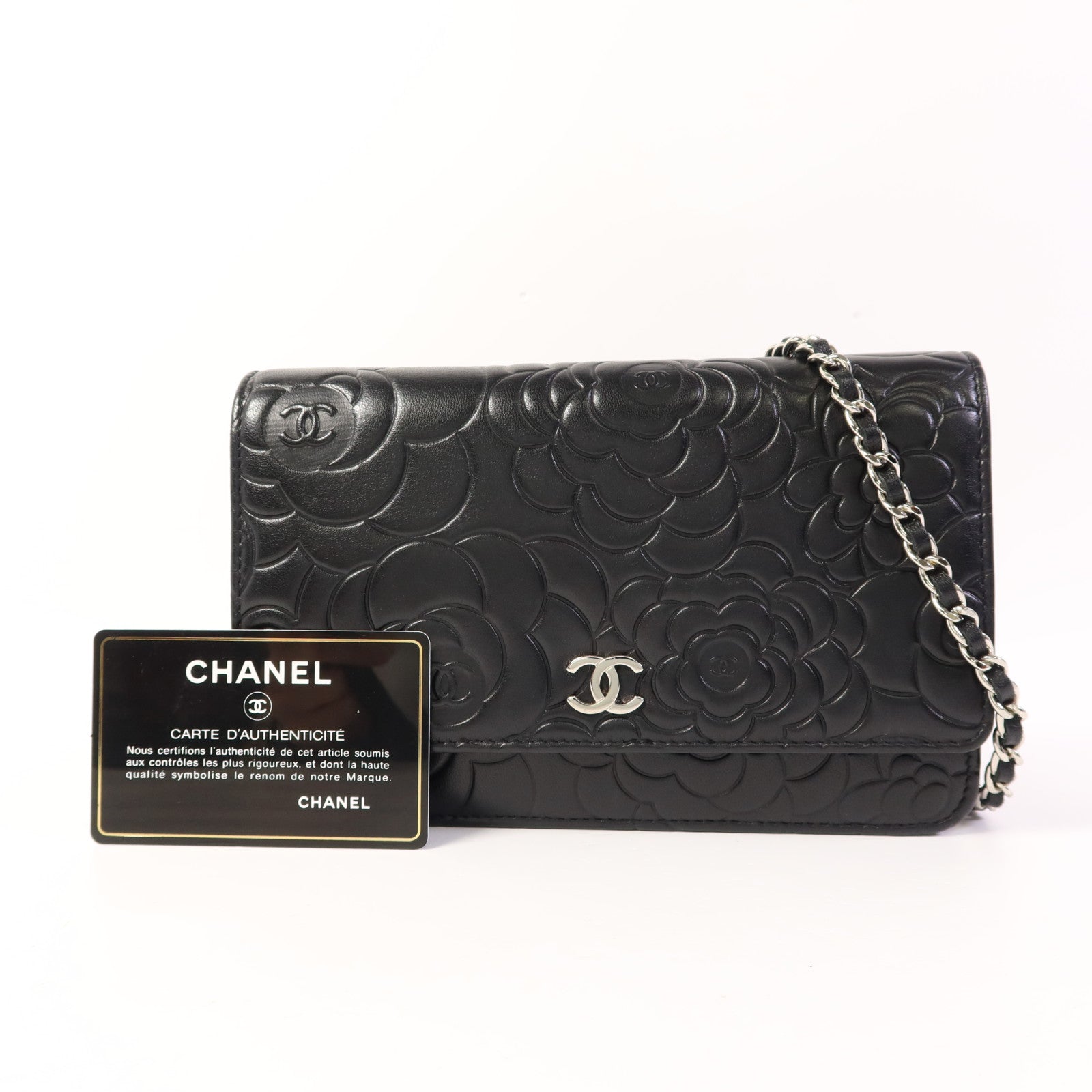 CHANEL 羊皮皮革WOC Wallet On Chain銀扣鏈帶肩背袋
