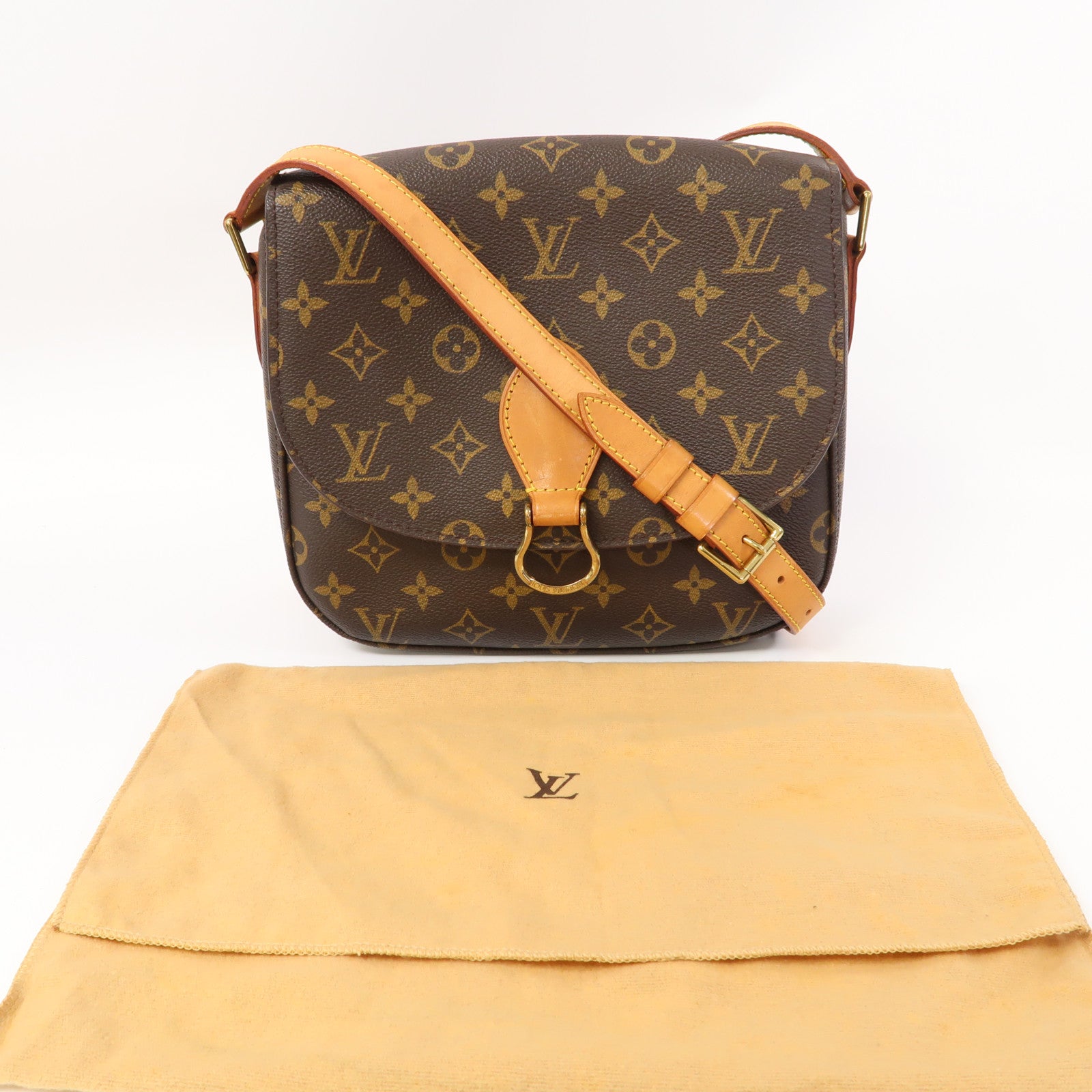 LOUIS VUITTON Monogram Saint Cloud GM金扣肩背袋啡色