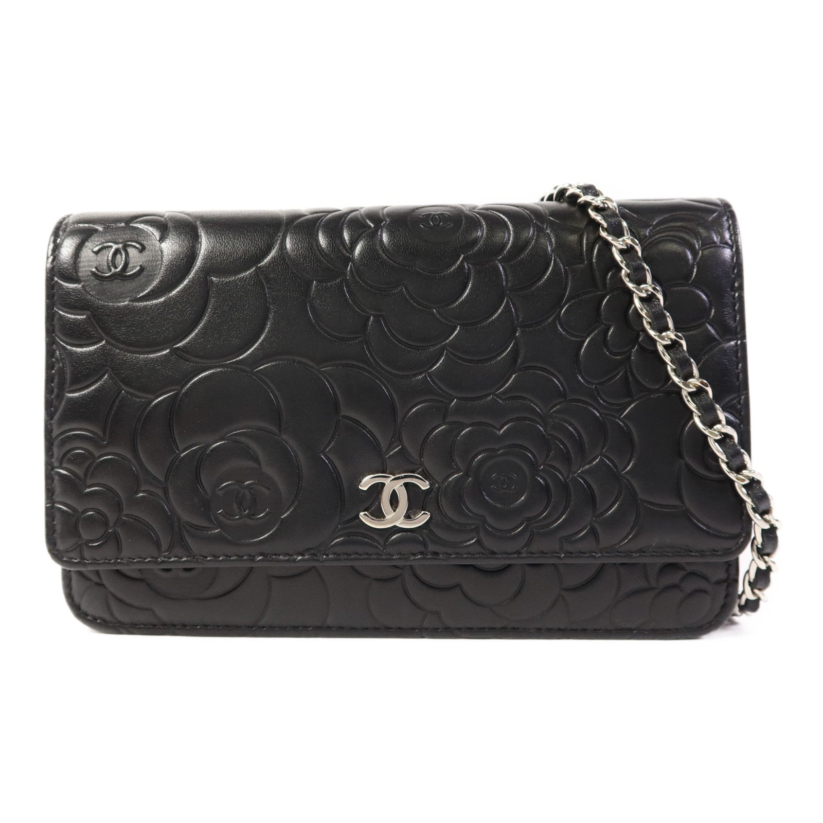 CHANEL 羊皮皮革WOC Wallet On Chain銀扣鏈帶肩背袋