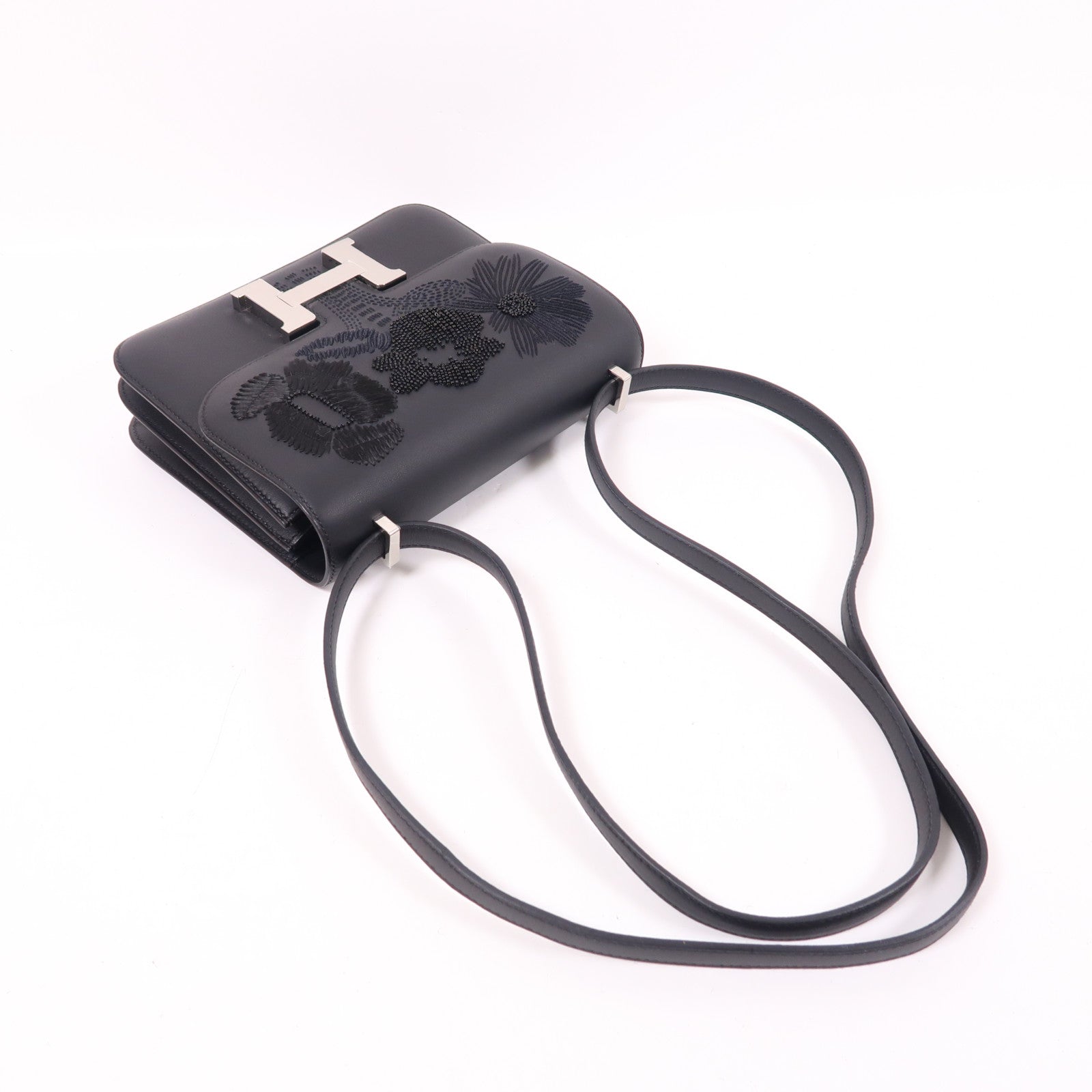 HERMES 【激減優惠】Swift皮革Dancing Flowers銀扣肩背袋