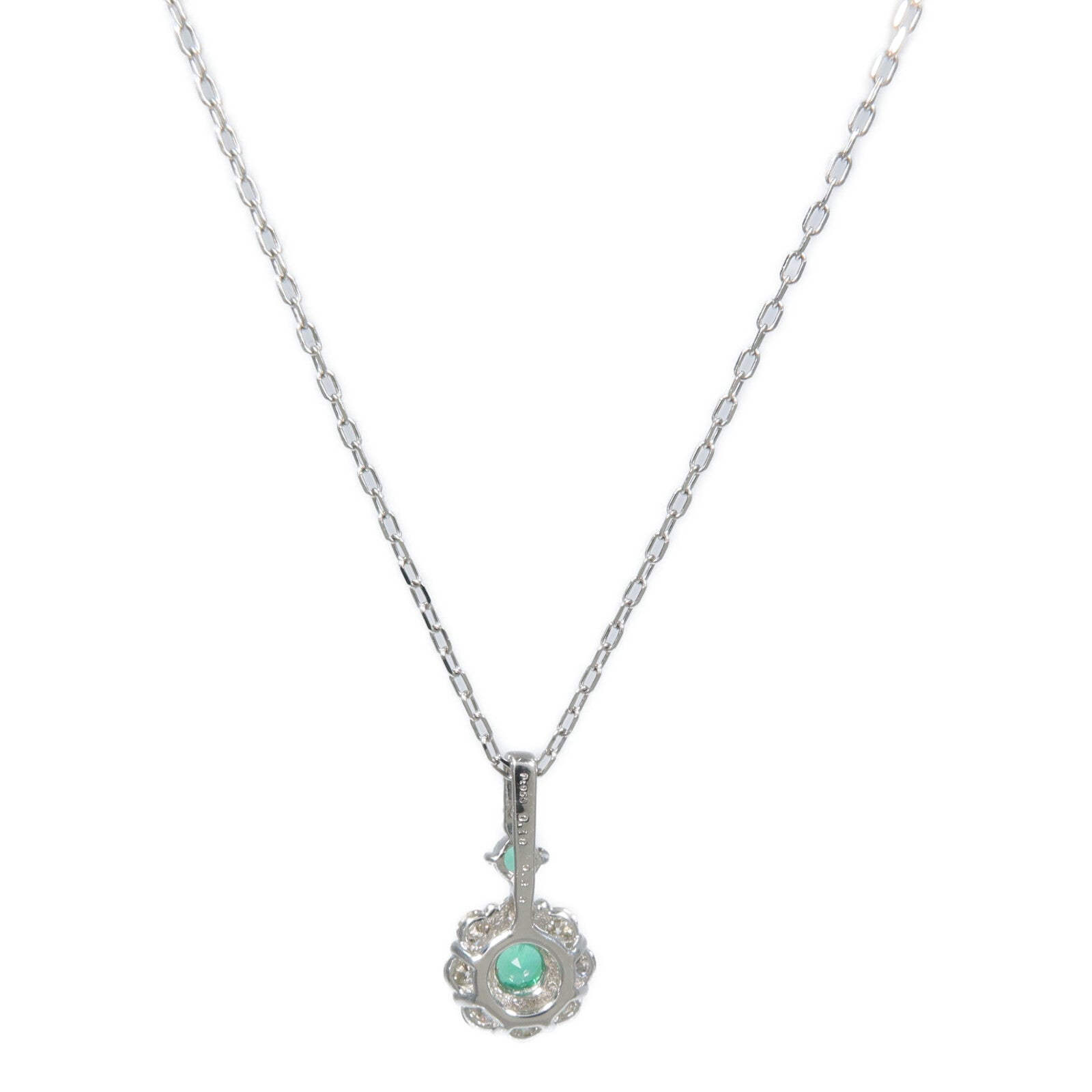 JEWELRY PT950鉑金Emerald Diamond Necklace綠寶石/鑽石項鍊