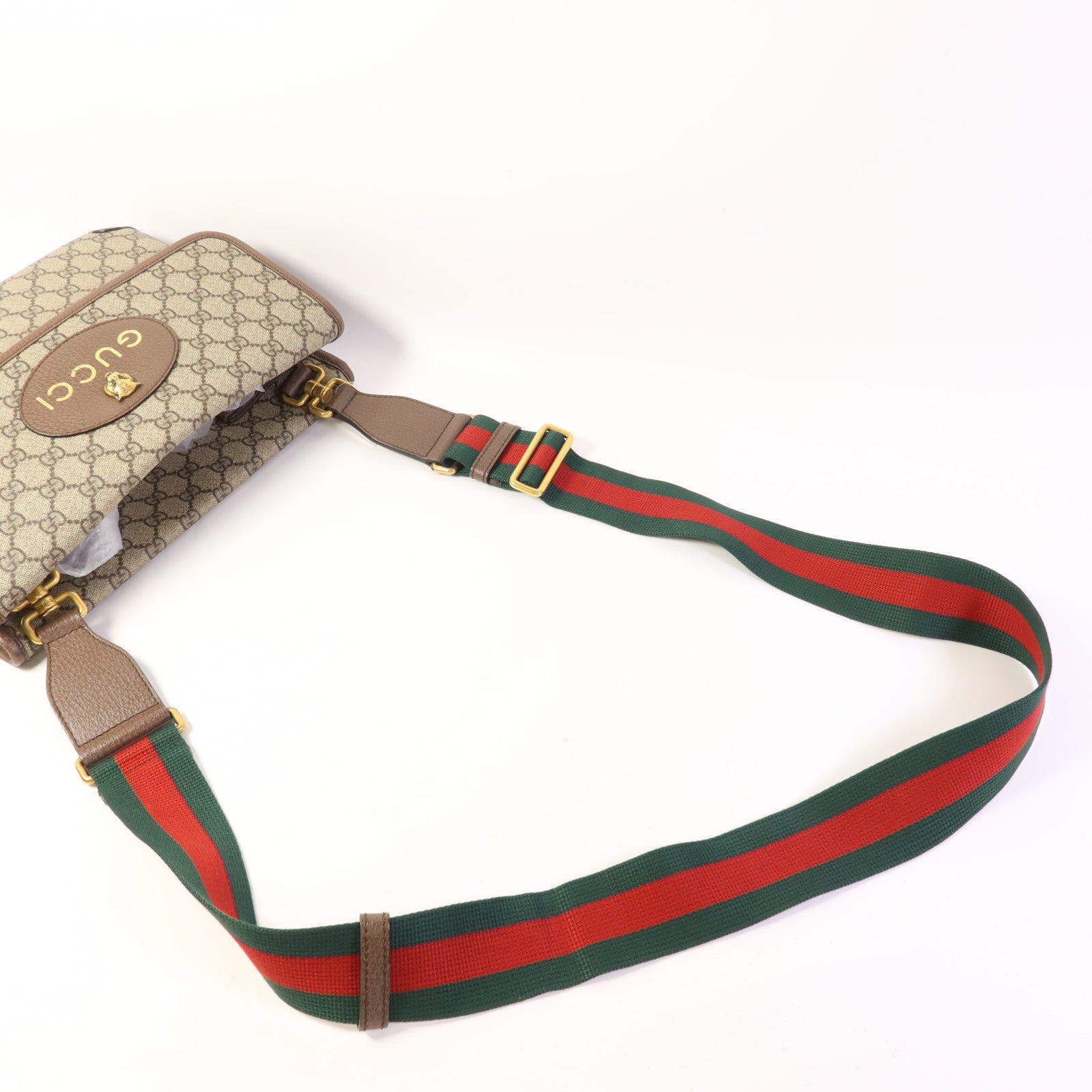 GUCCI 塗層帆布GG Messenger Bag金扣肩背袋