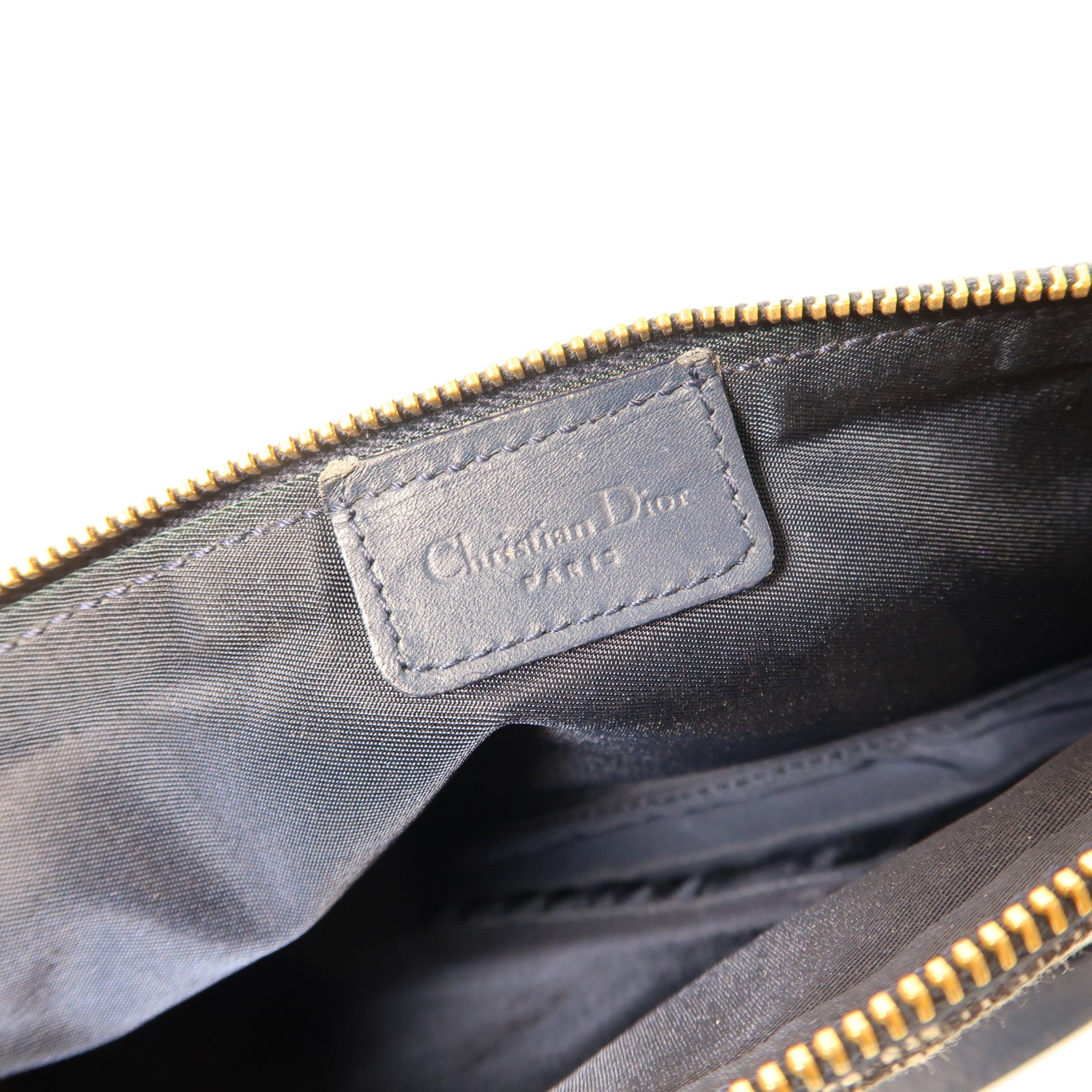 Dior 帆布Vintage Saddle Bag金扣手挽袋藍色