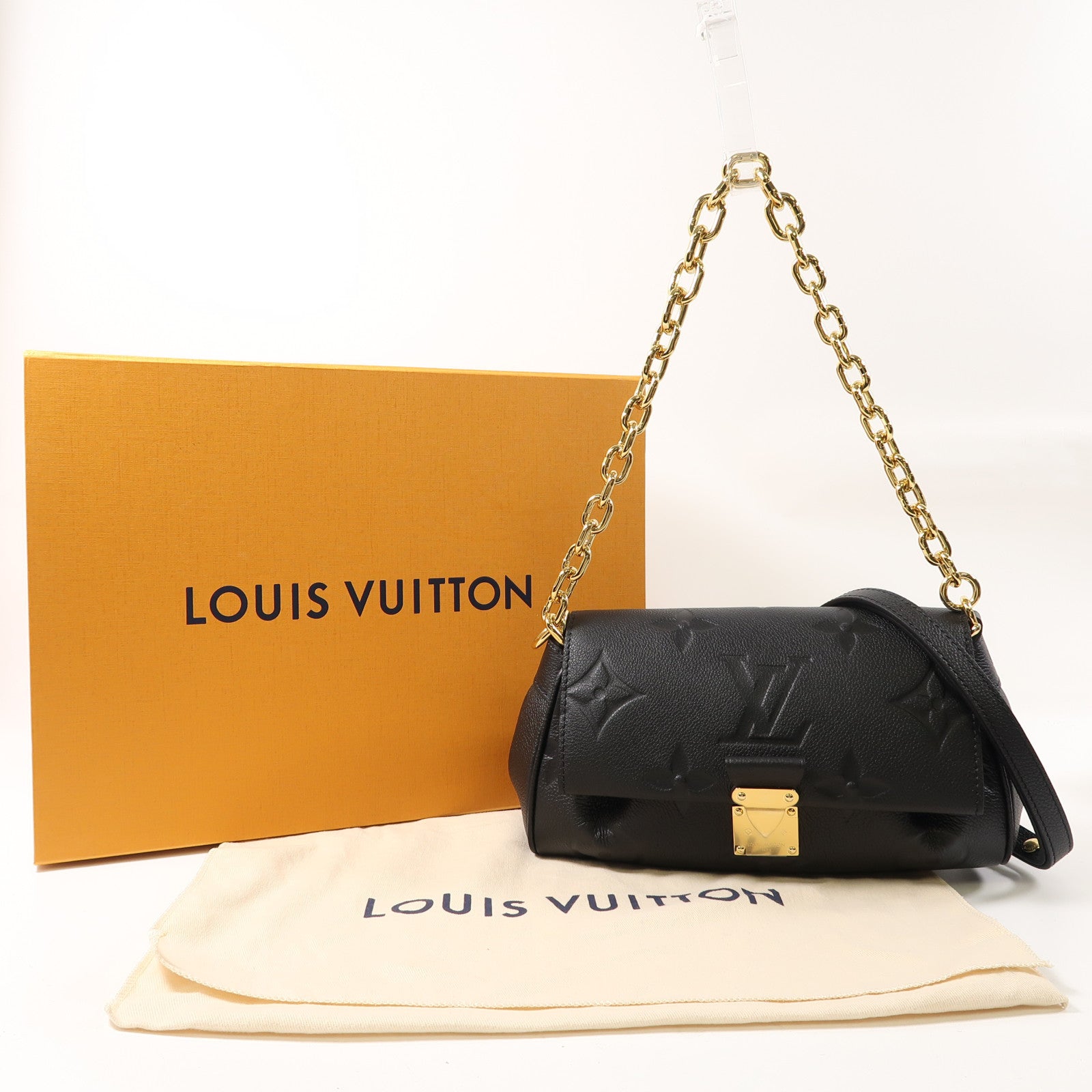 LOUIS VUITTON Monogram Empreinte Favourite金扣肩背袋黑色