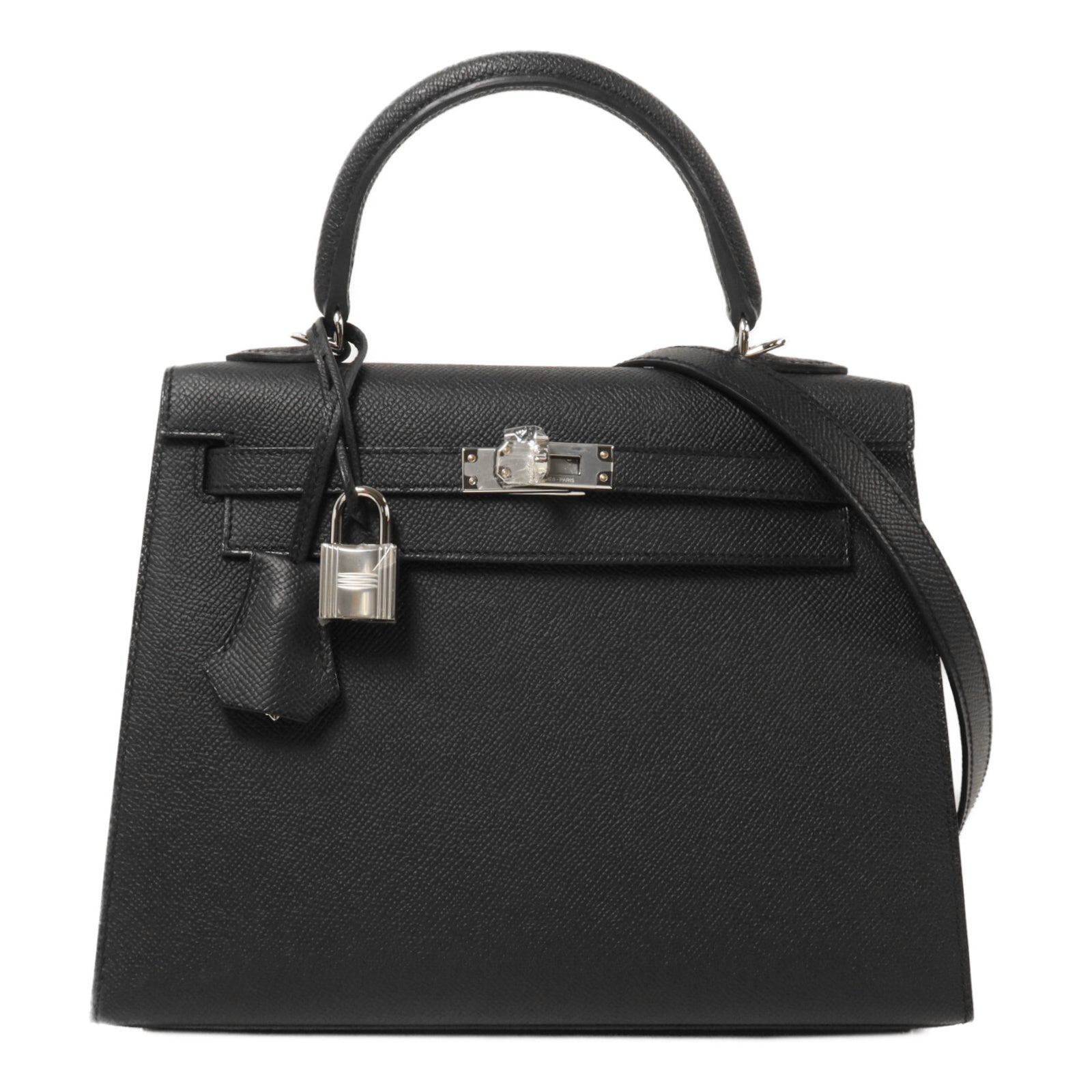 HERMES Epsom皮革Kelly 25手挽肩背兩用袋Noir