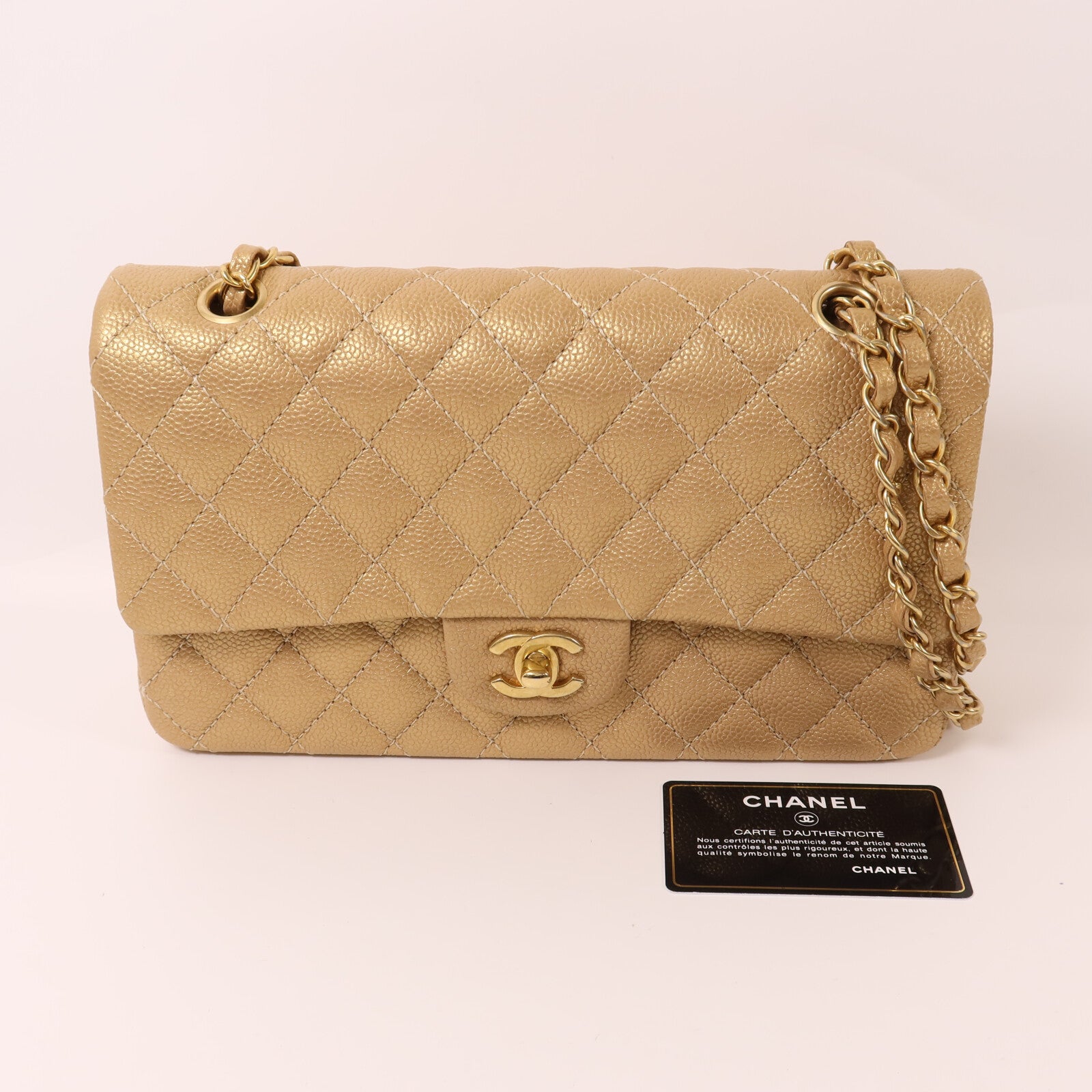 CHANEL 牛皮皮革Classic 25金扣鏈帶肩背袋